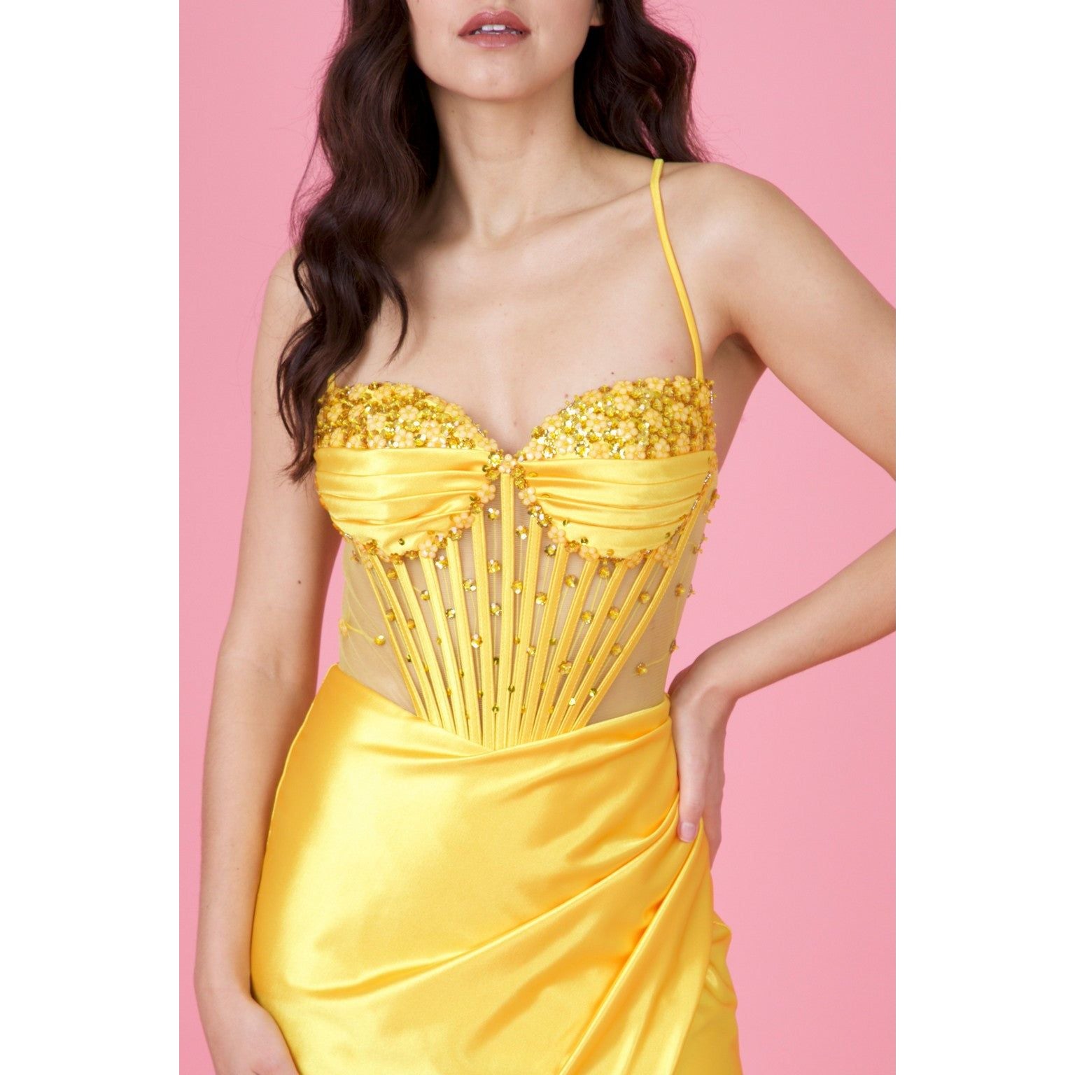 Formal Beaded Corset Prom Dress