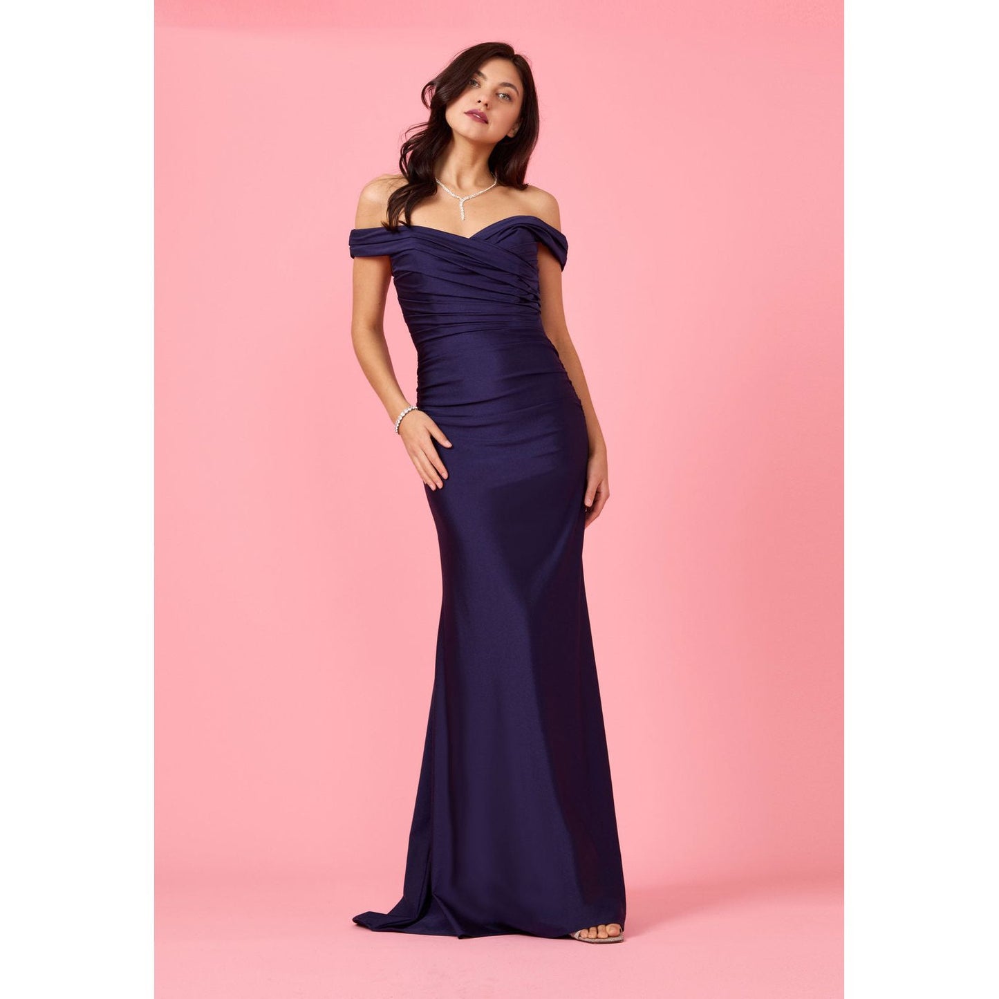 Stretch Formal Off Shoulder Wholesale Dress