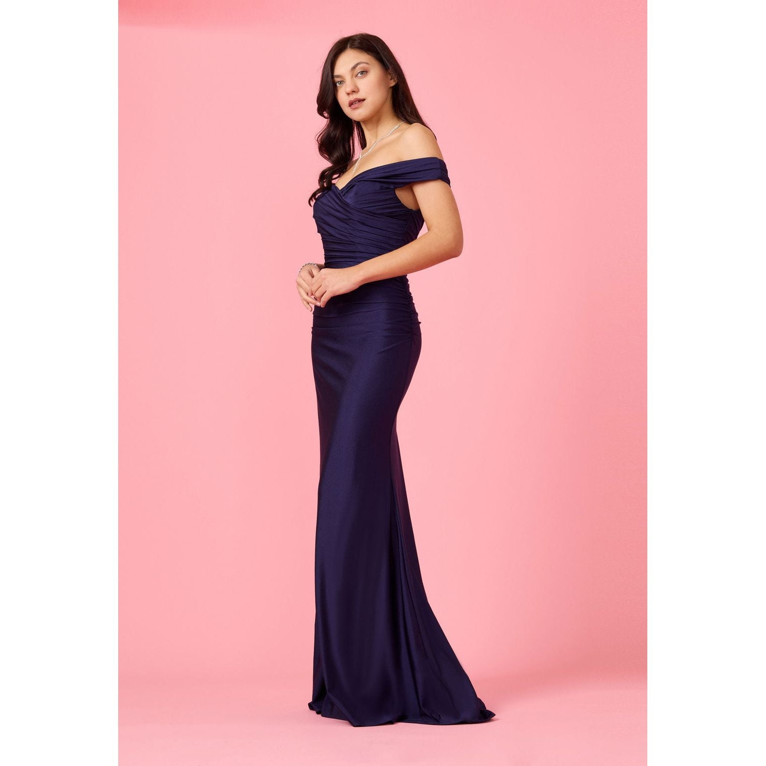 Stretch Formal Off Shoulder Wholesale Dress