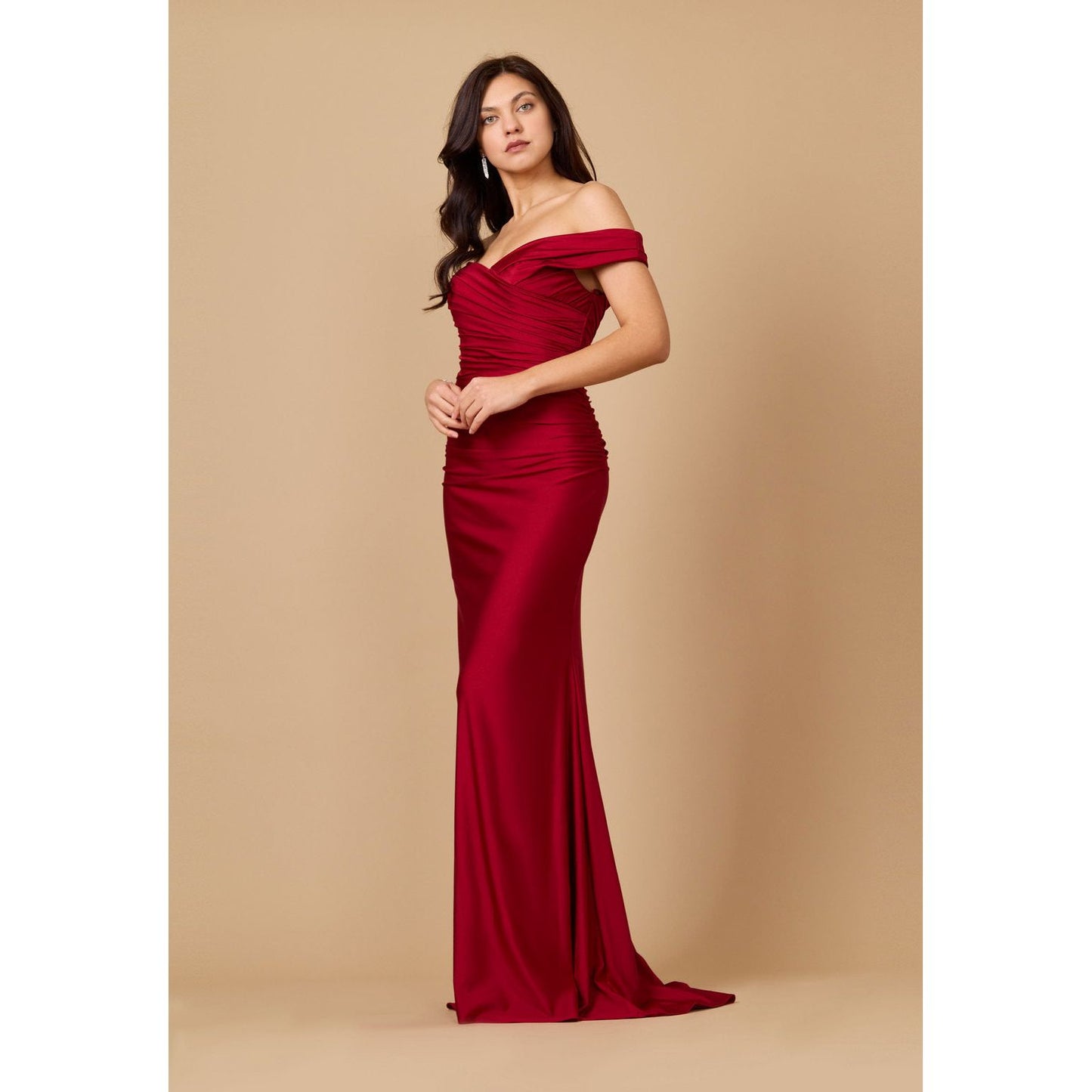 Stretch Formal Off Shoulder Wholesale Dress