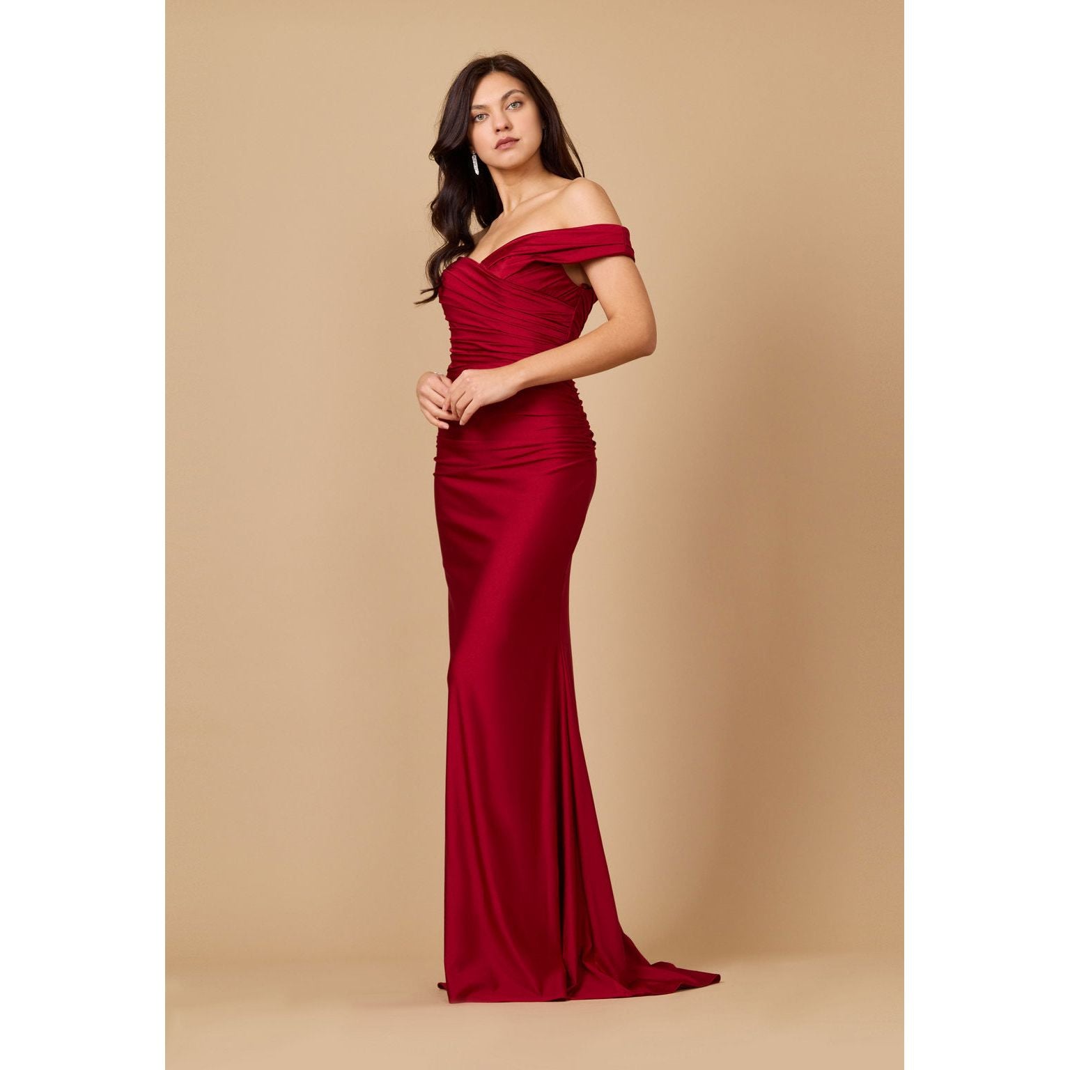 Stretch Formal Off Shoulder Wholesale Dress