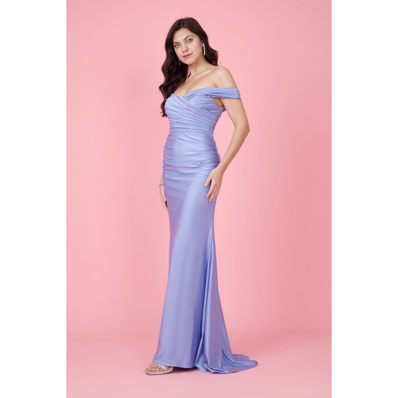 Stretch Formal Off Shoulder Wholesale Dress
