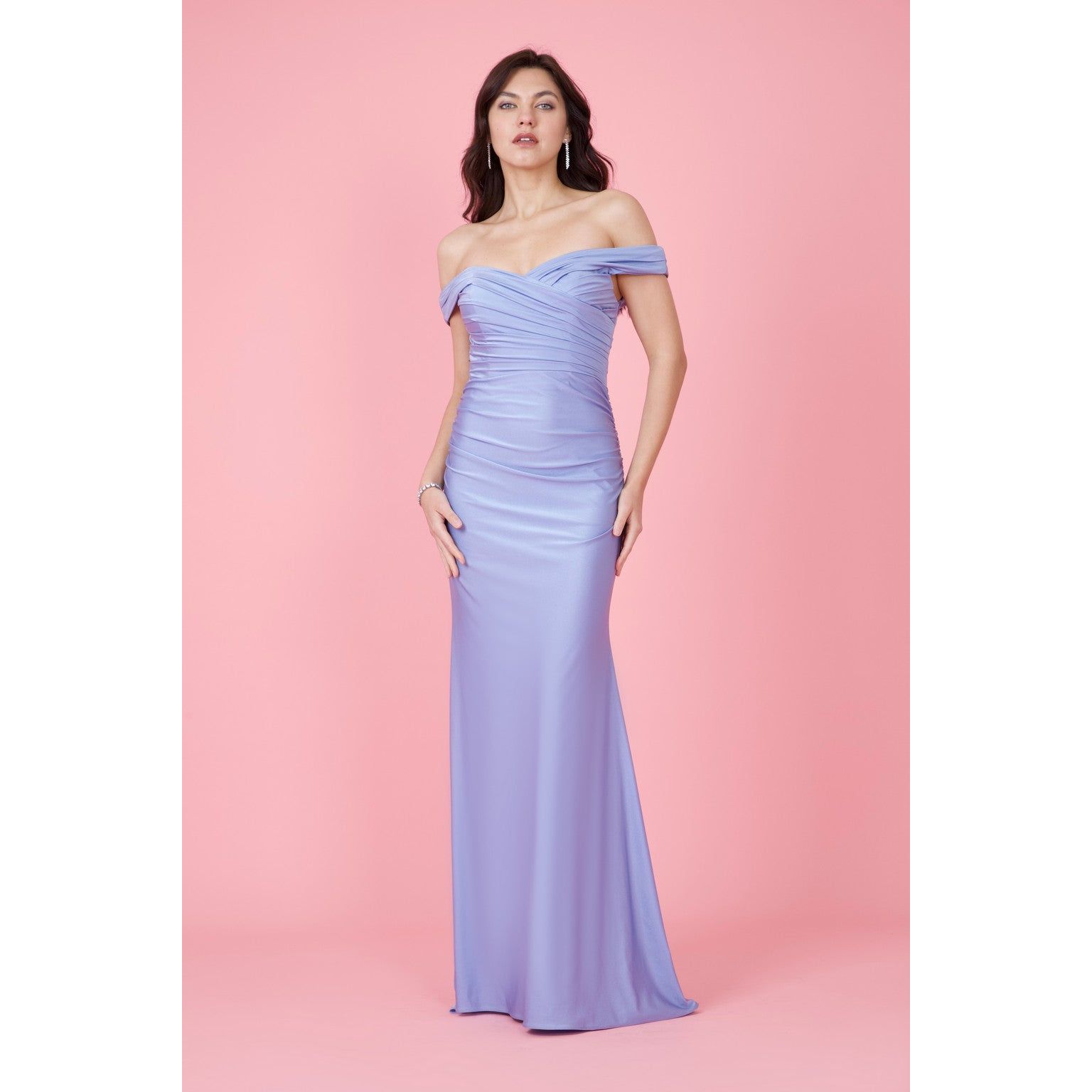 Stretch Formal Off Shoulder Wholesale Dress