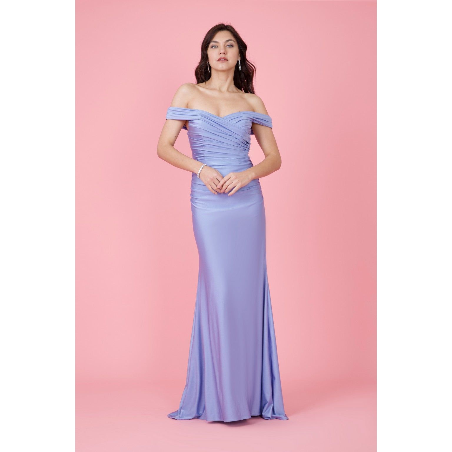 Stretch Formal Off Shoulder Wholesale Dress
