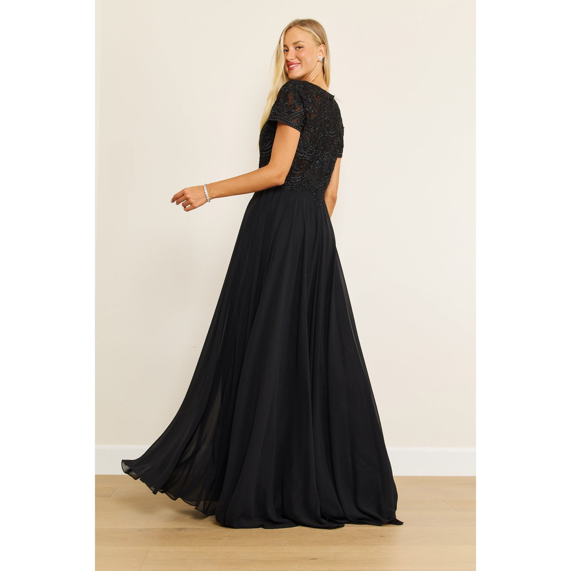 Formal Mother Bride Short Sleeve Dress