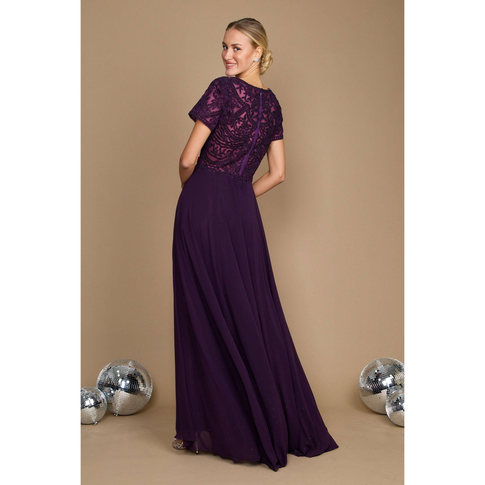 Formal Mother Bride Short Sleeve Dress