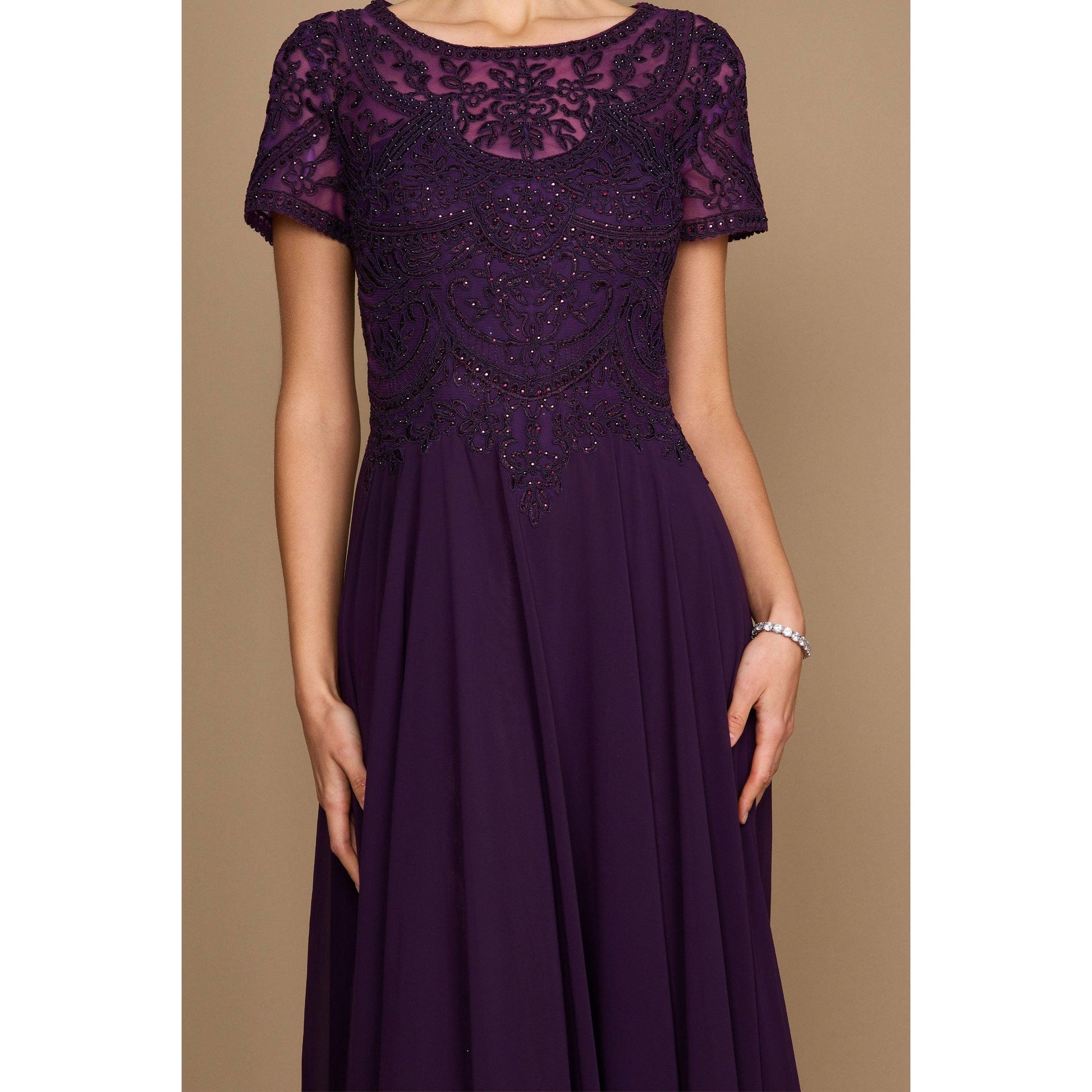 Formal Mother Bride Short Sleeve Dress