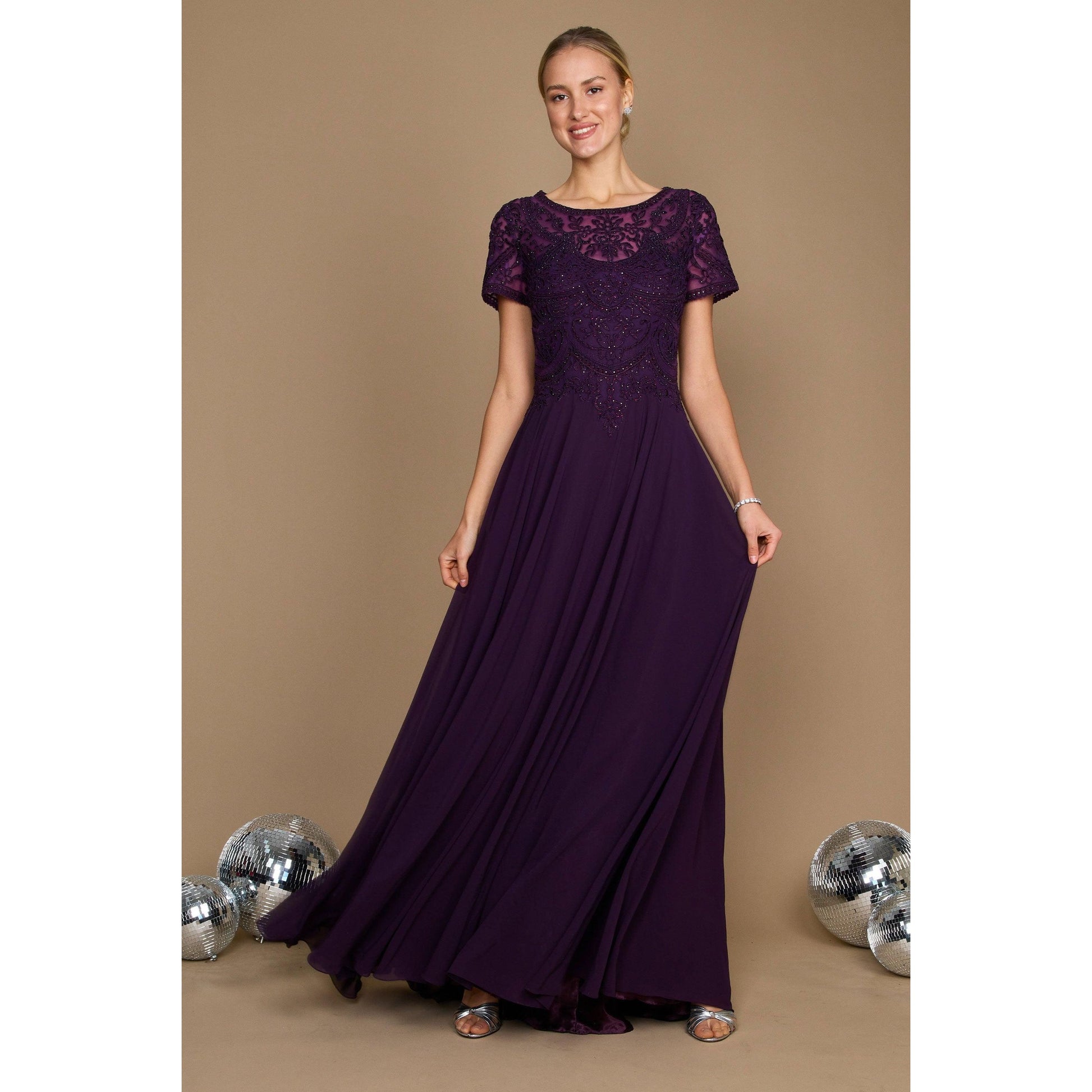 Formal Mother Bride Short Sleeve Dress