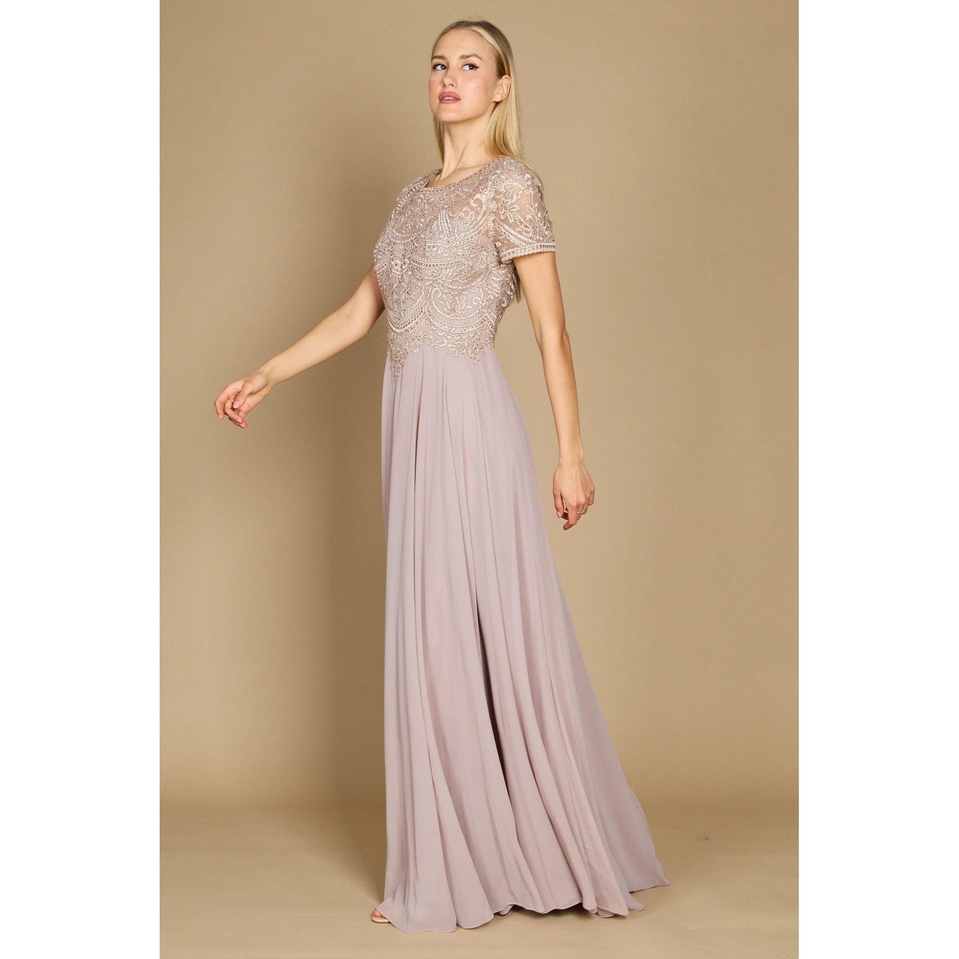 Formal Mother Bride Short Sleeve Dress