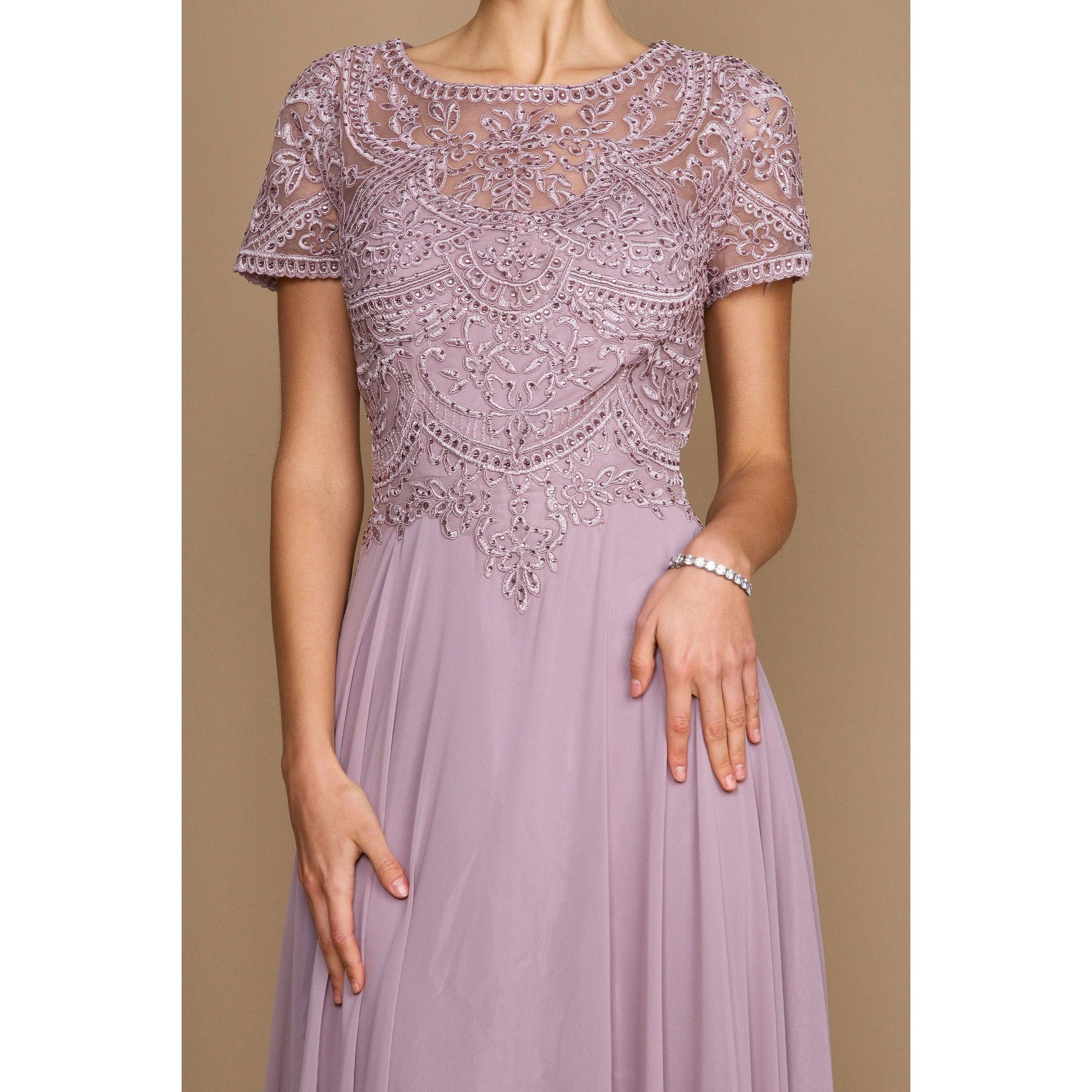 Formal Mother Bride Short Sleeve Dress
