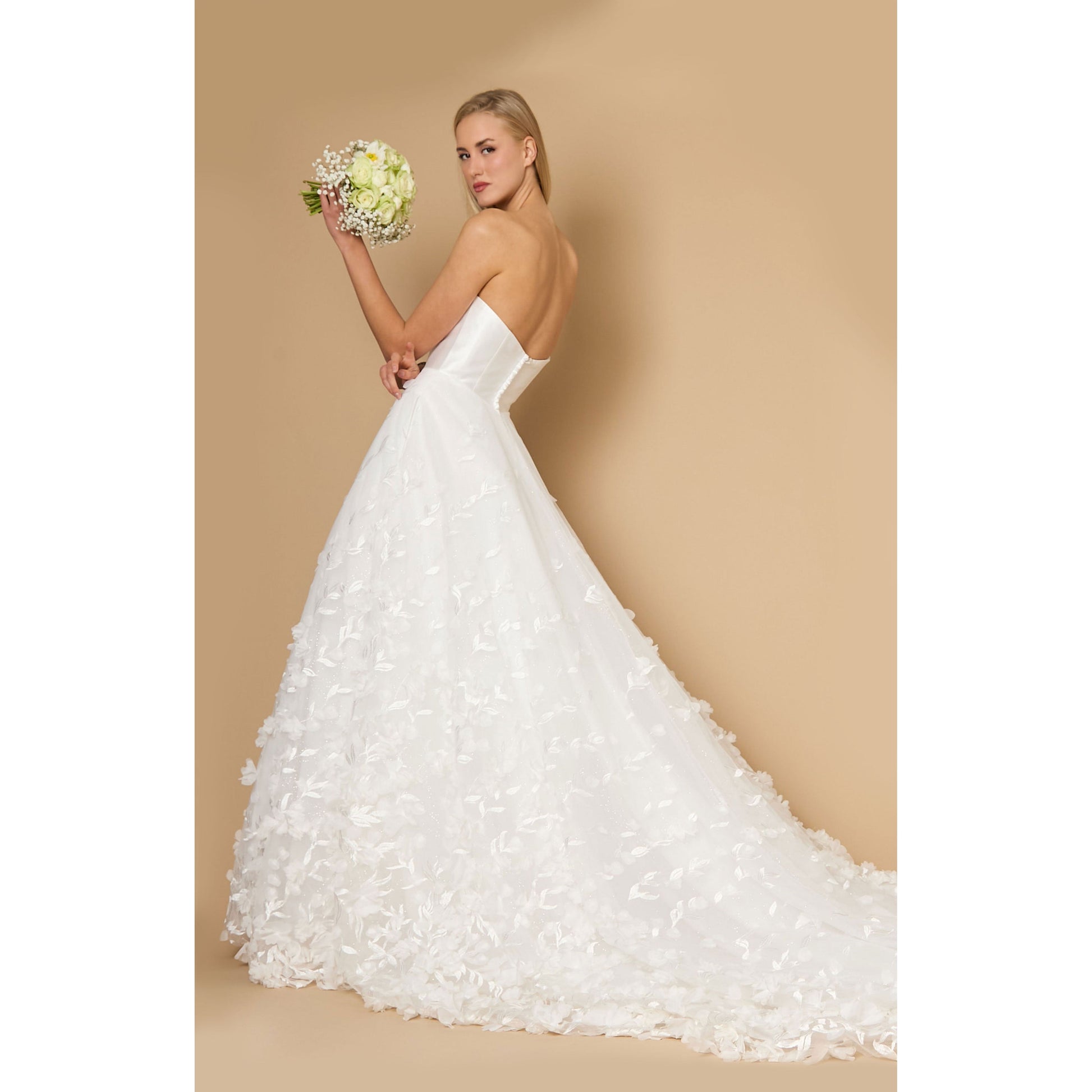 Long Strapless Wedding Dress