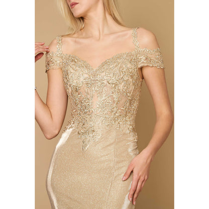 Long Off Shoulder Lace Formal Evening Gown