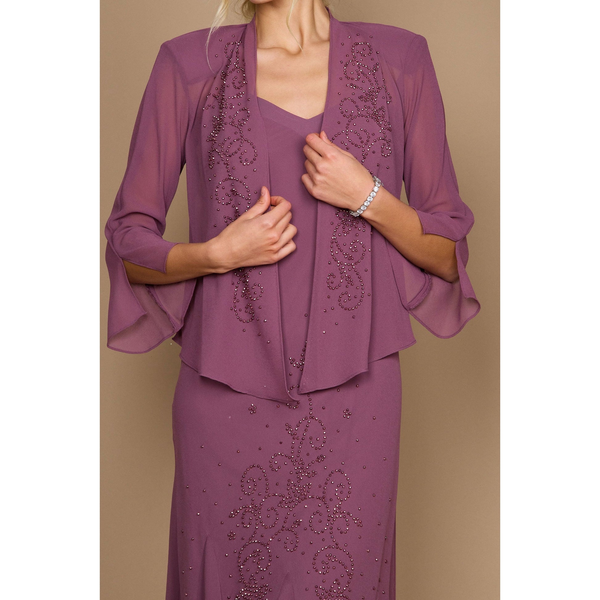 Elegant Plus Size Long Mother of Bride Dress - R&M Richards
