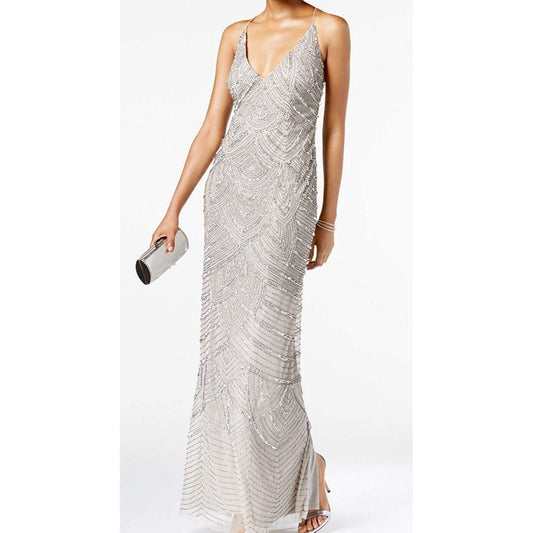 Adrianna Papell Long Formal Mesh Dress