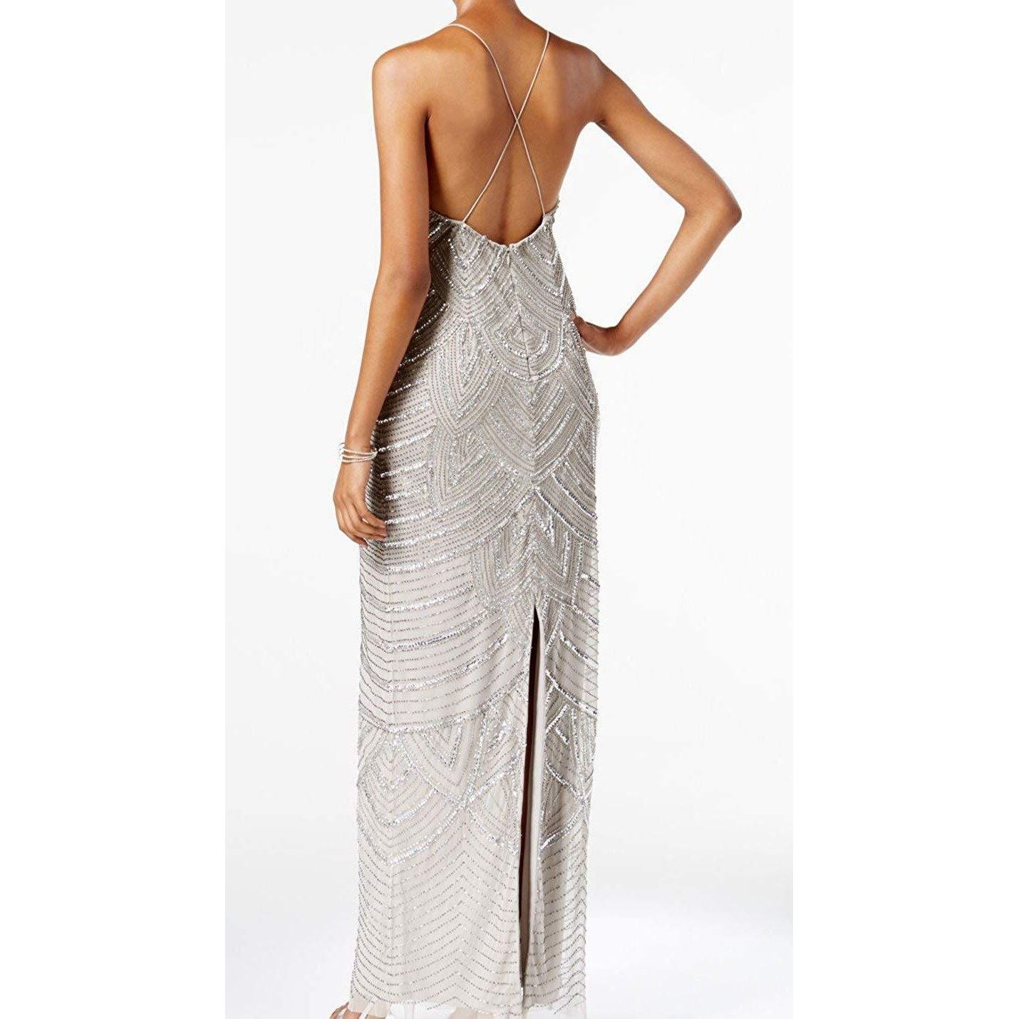 Adrianna Papell Long Formal Mesh Dress