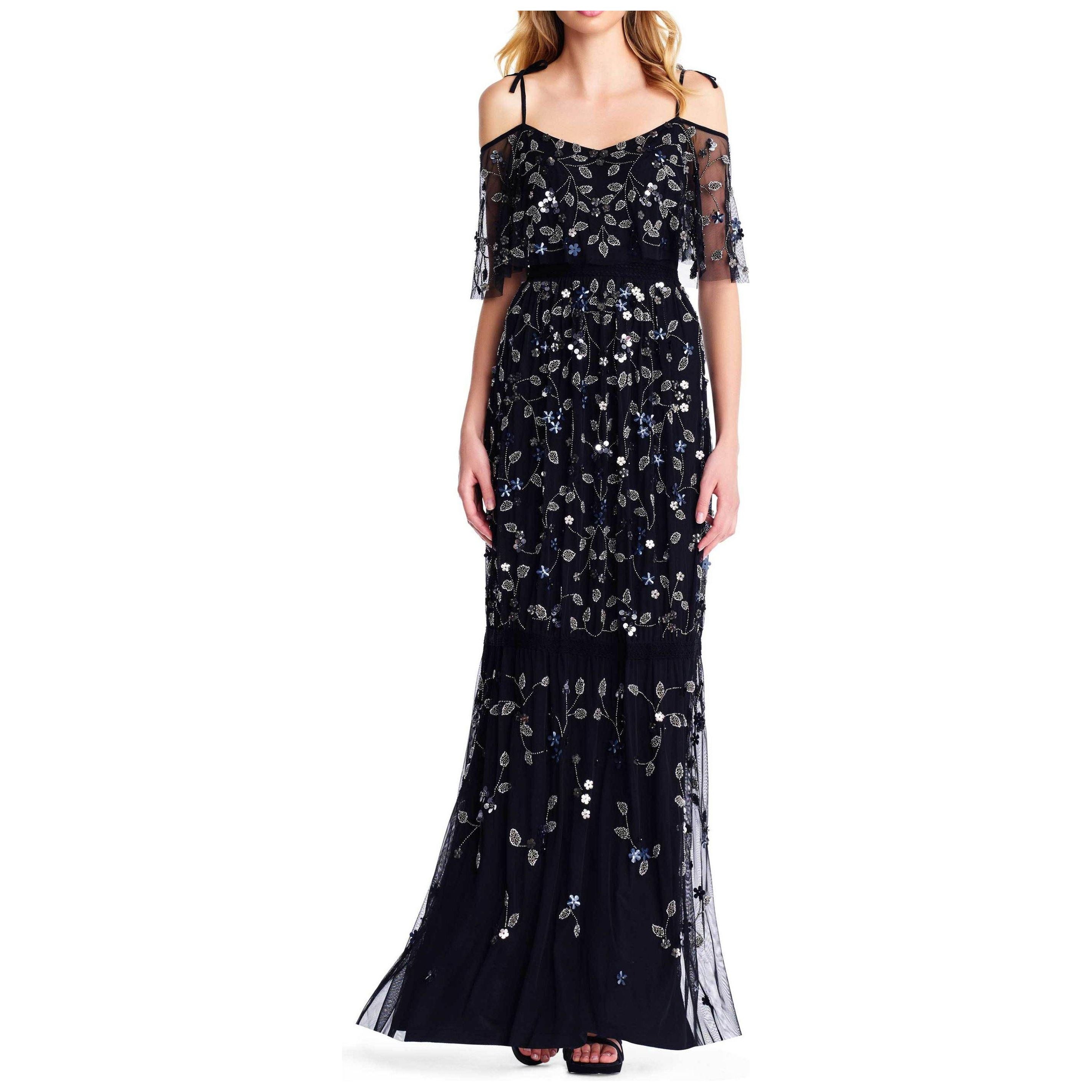 Adrianna Papell Spaghetti Strap Mesh Dress