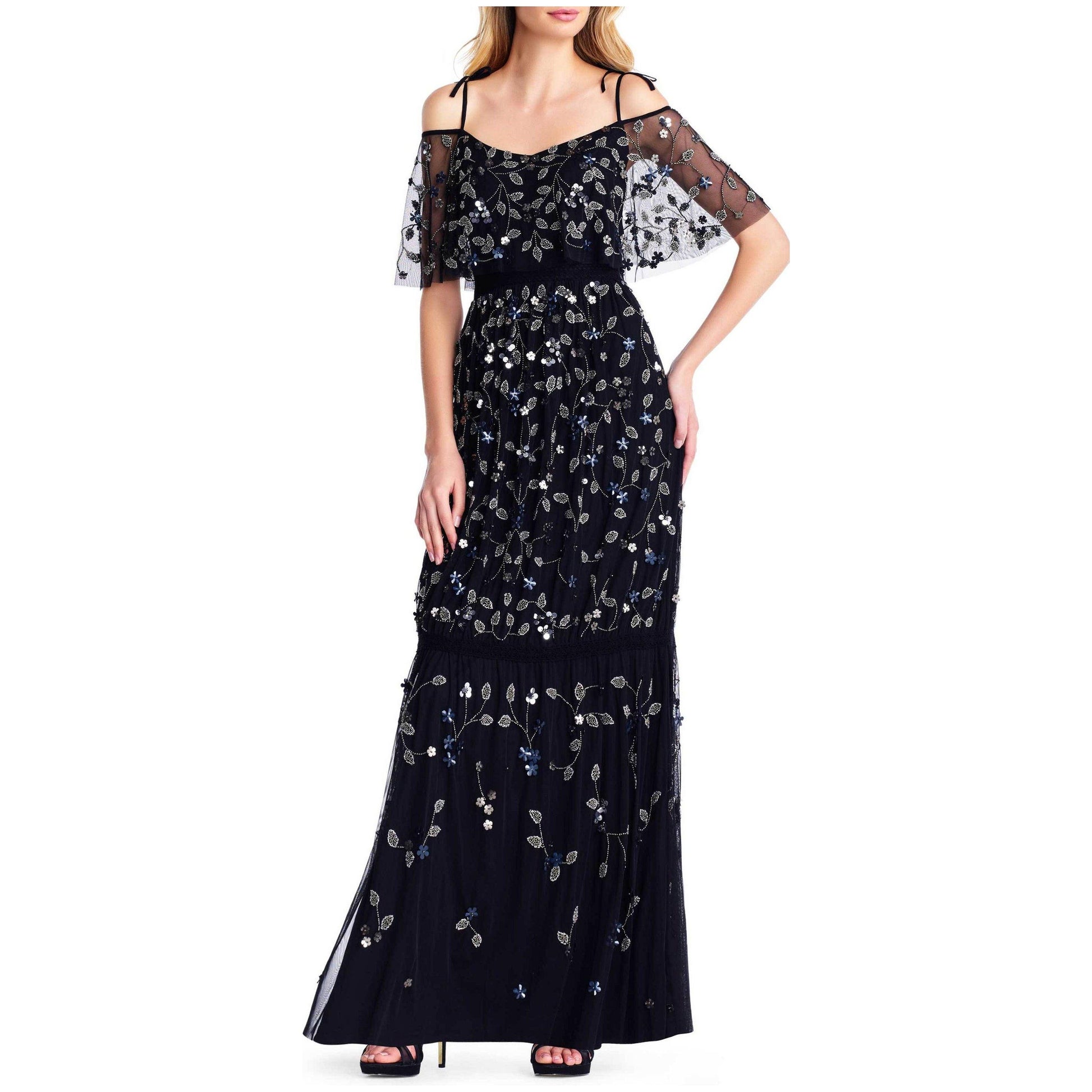 Adrianna Papell Spaghetti Strap Mesh Dress