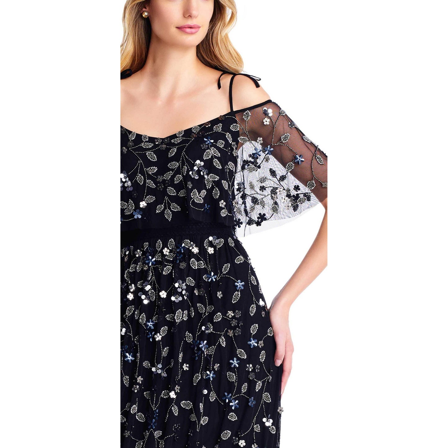Adrianna Papell Spaghetti Strap Mesh Dress