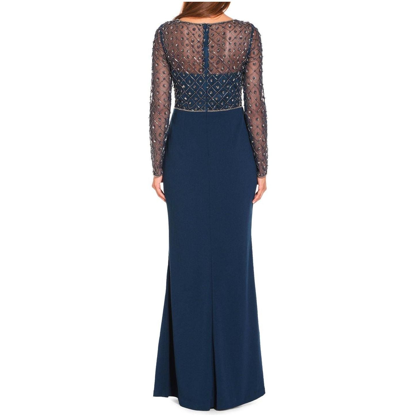 Adrianna Papell Long Sleeve Mesh Formal Dress