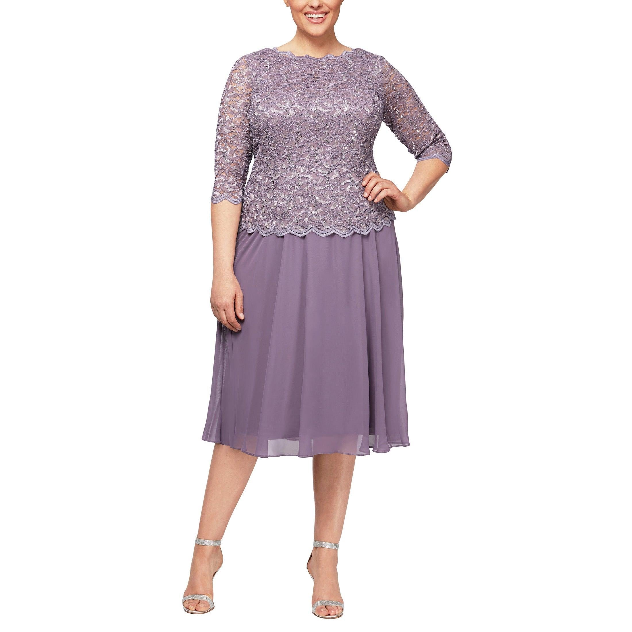 Alex Evenings Icy Orchid Chiffon Dress