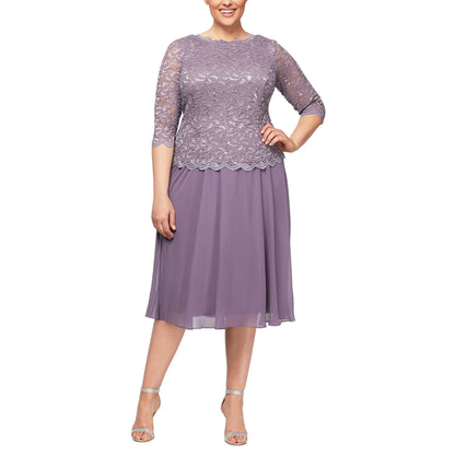 Alex Evenings Icy Orchid Chiffon Dress