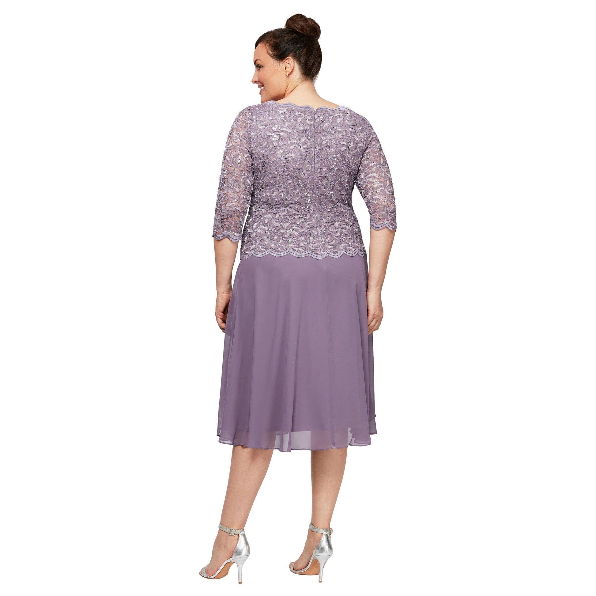 Alex Evenings Icy Orchid Chiffon Dress