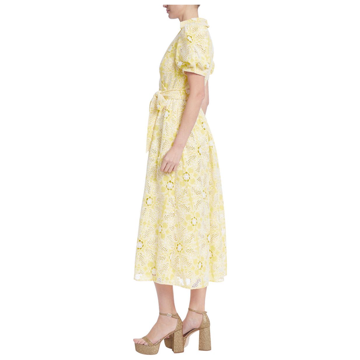 Badgley Mischka Yellow White Cocktail Dress