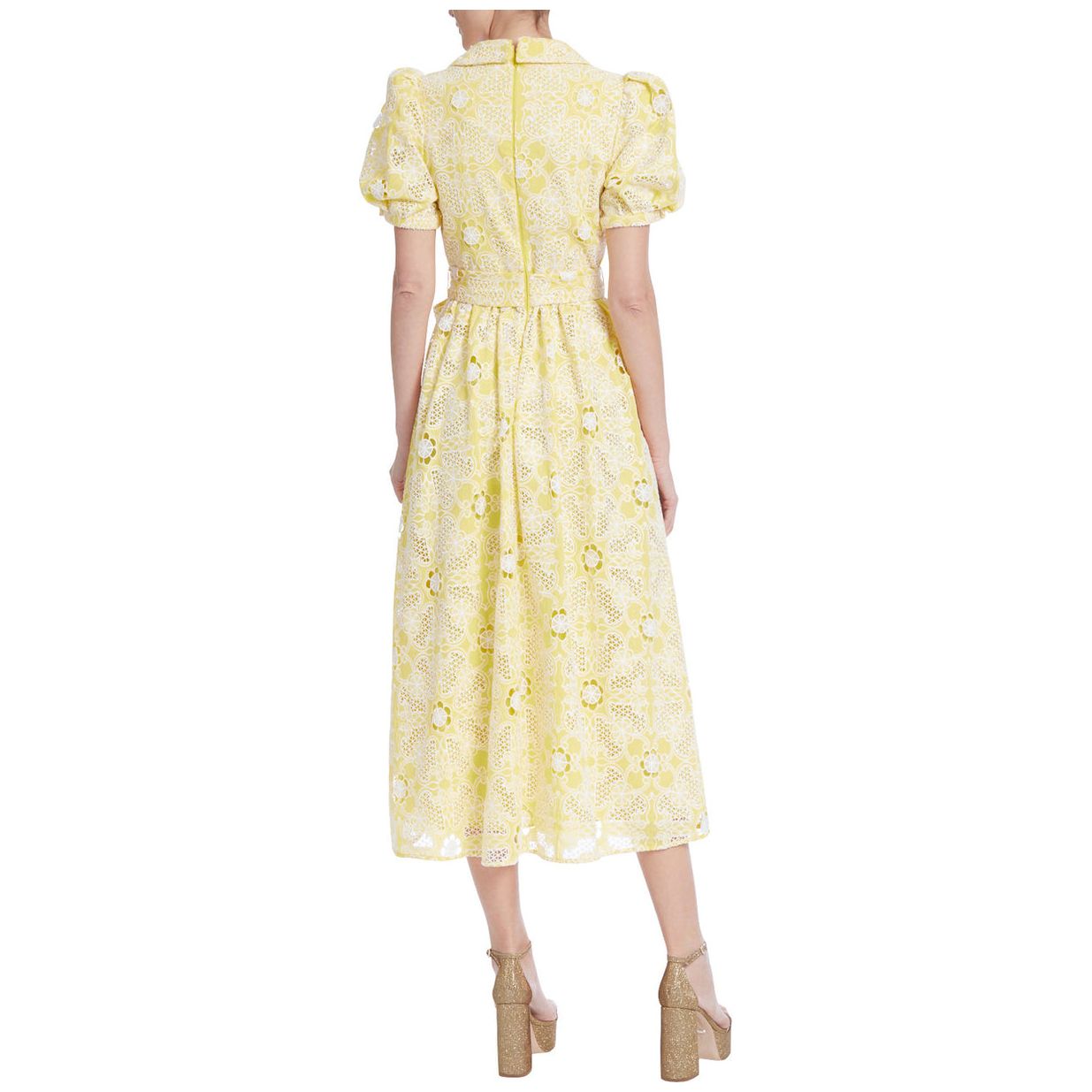 Badgley Mischka Yellow White Cocktail Dress