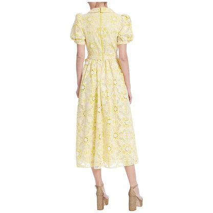 Badgley Mischka Yellow White Cocktail Dress