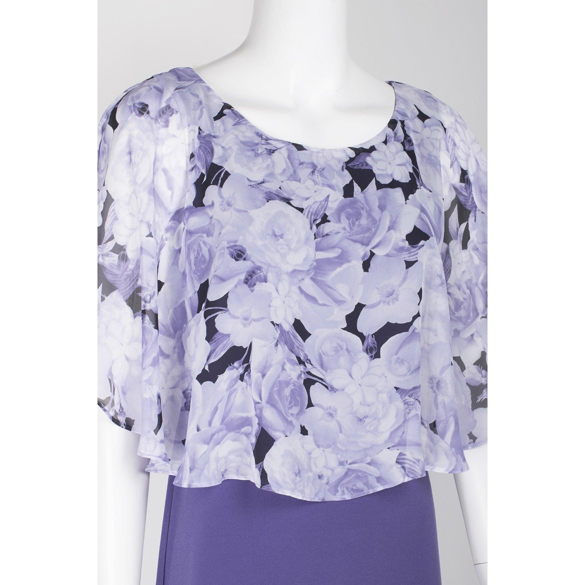 Floral Chiffon Short Cape Dress