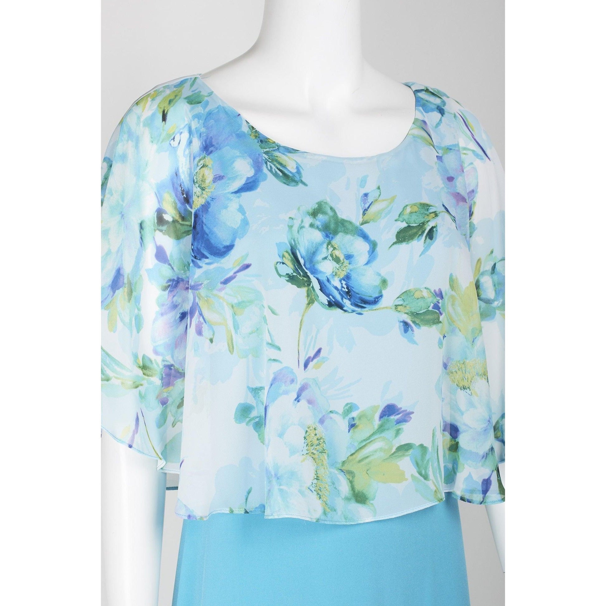 Floral Chiffon Cape Dress