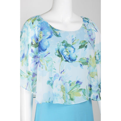 Floral Chiffon Cape Dress