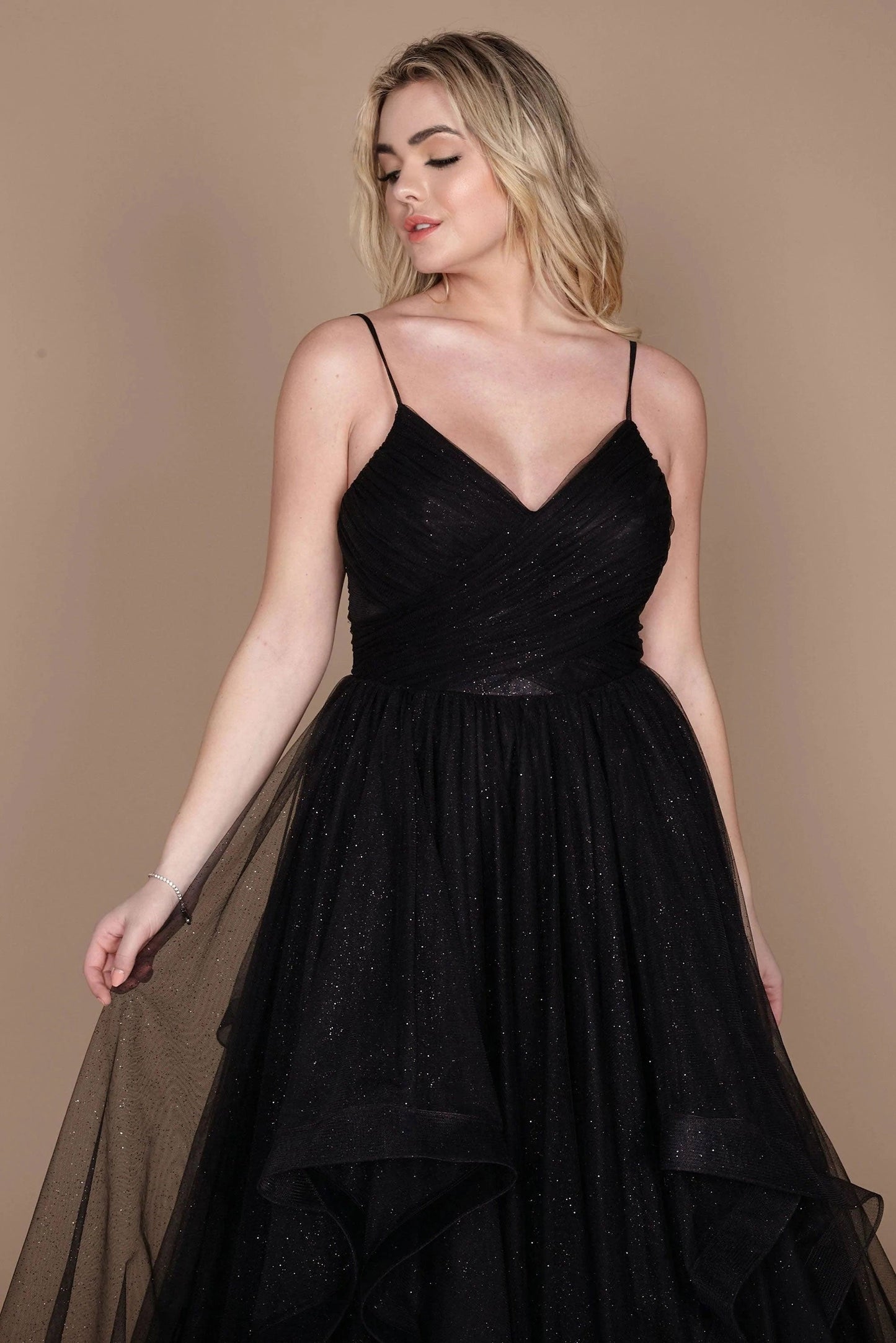 Dazzling Sparkling Long Formal Evening Ball Gown Black