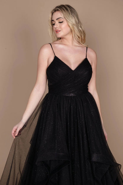 Dazzling Sparkling Long Formal Evening Ball Gown Black