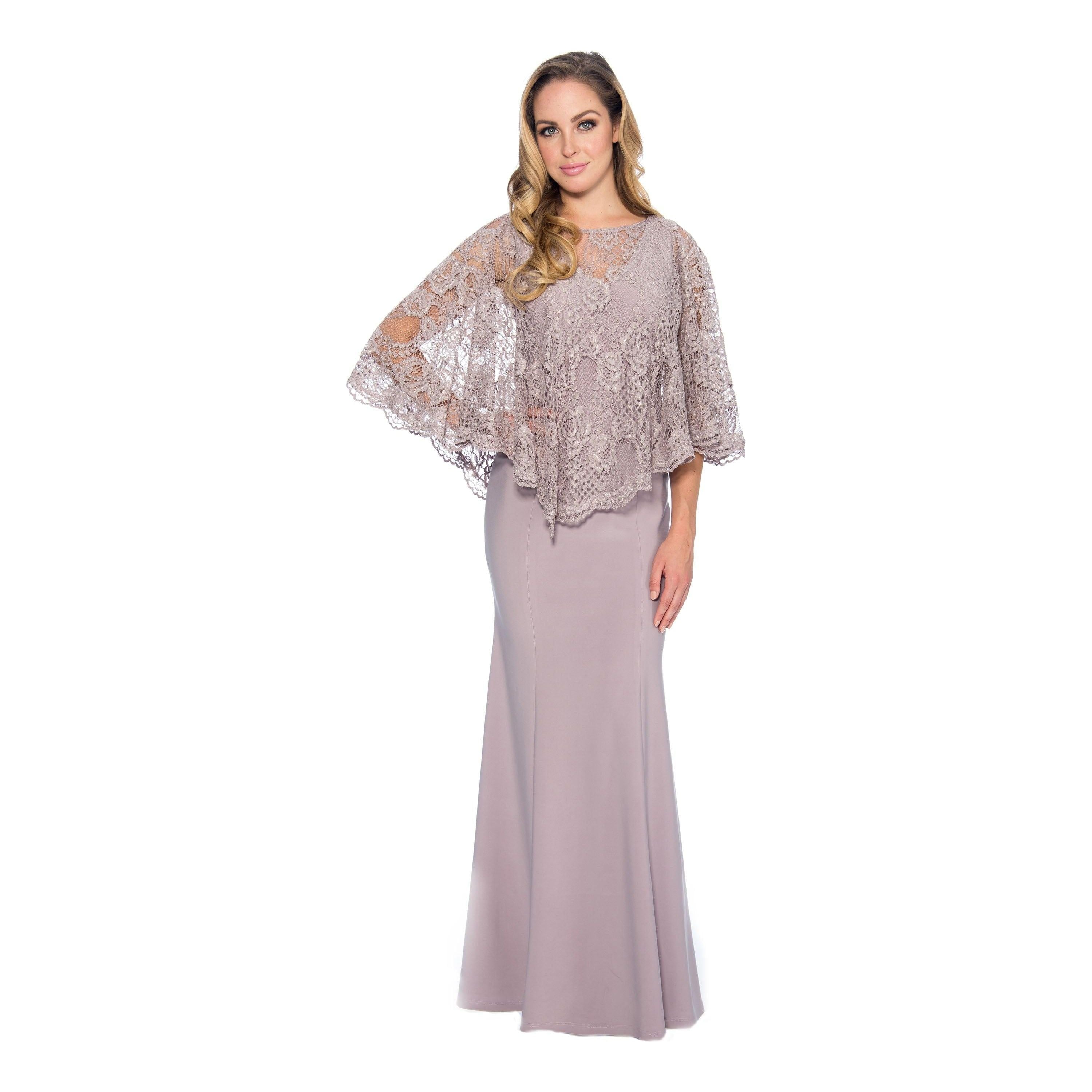 Floral Cape Long Formal Dress