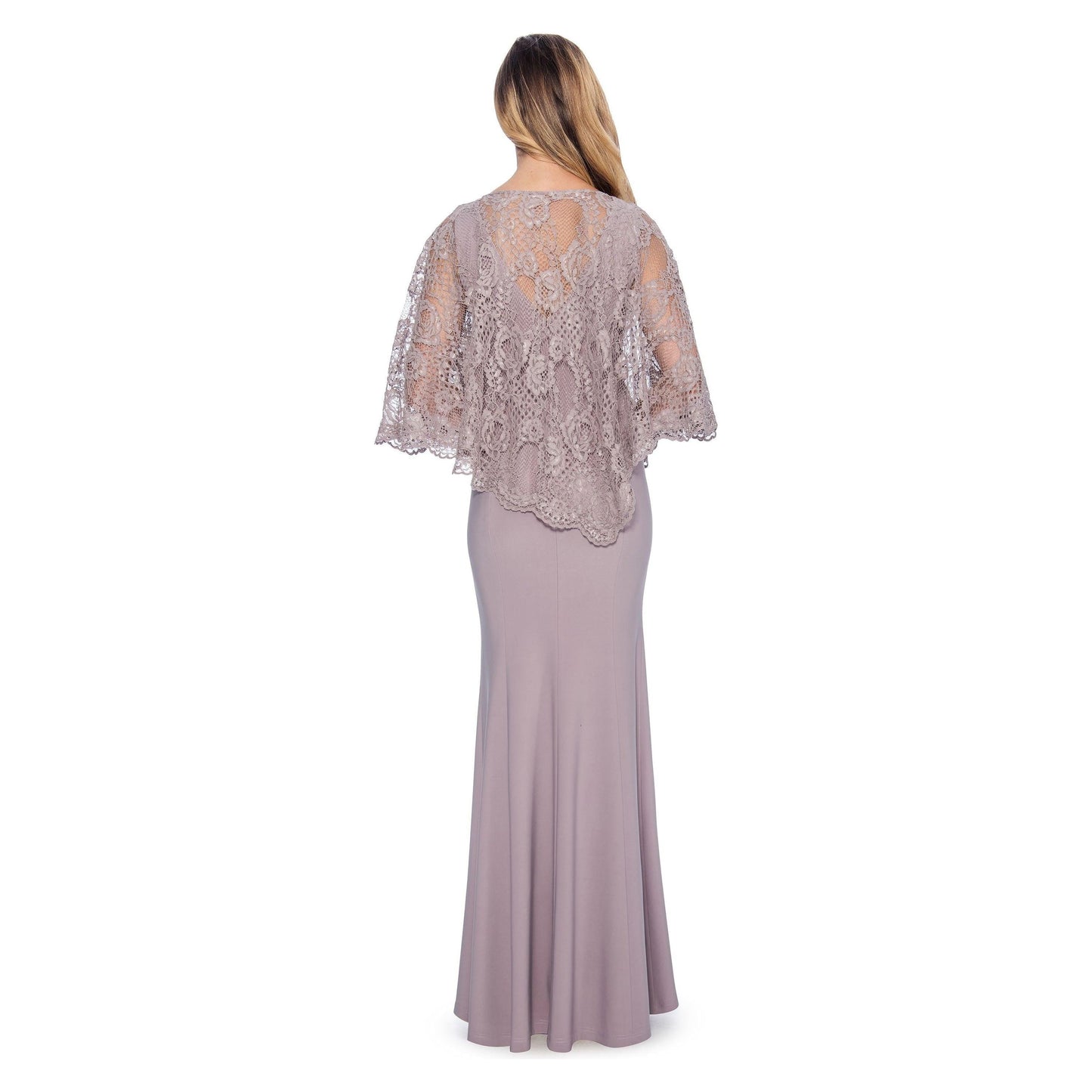 Floral Cape Long Formal Dress
