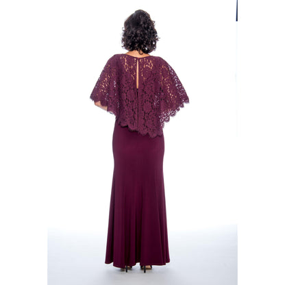 Floral Cape Long Formal Dress