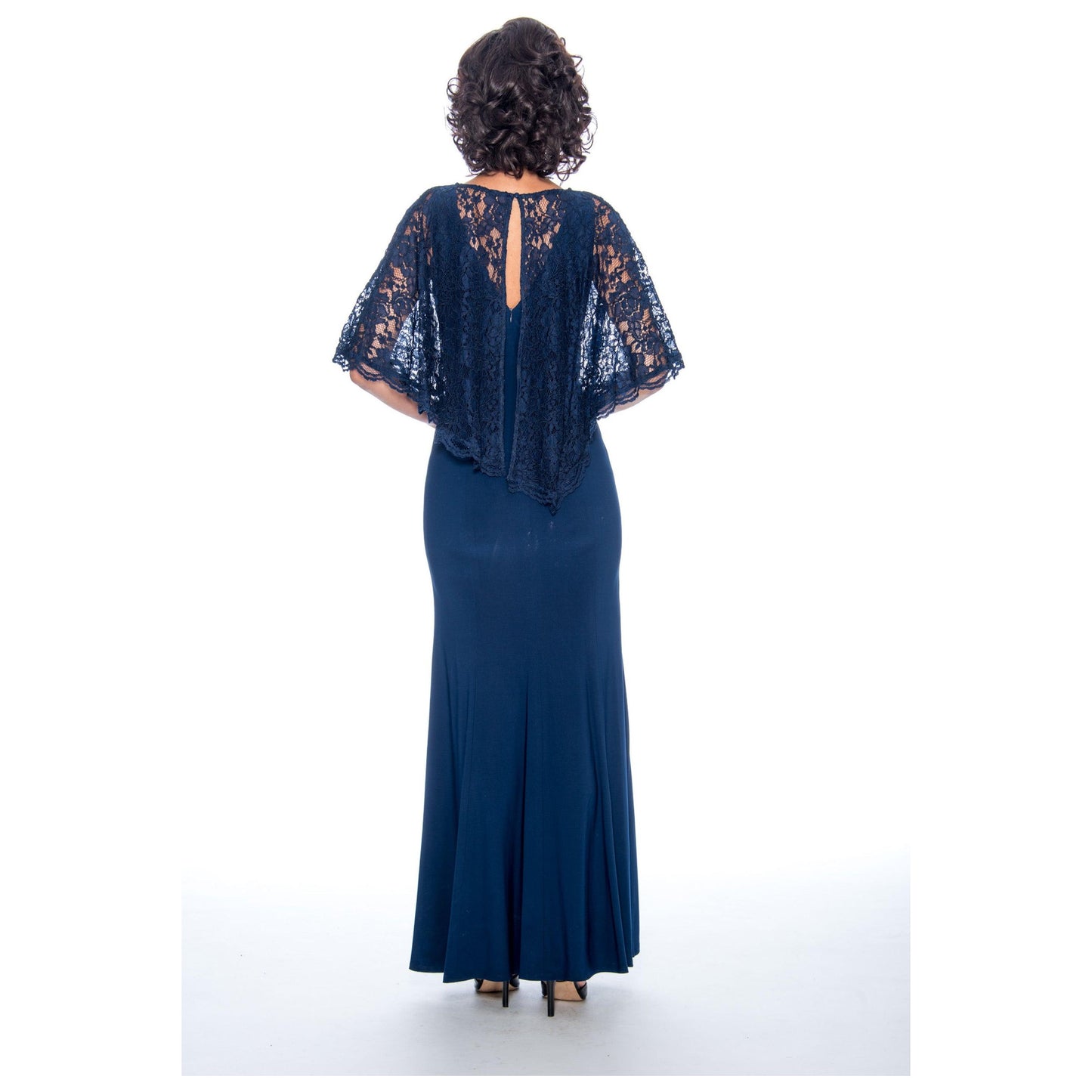 Floral Cape Long Formal Dress