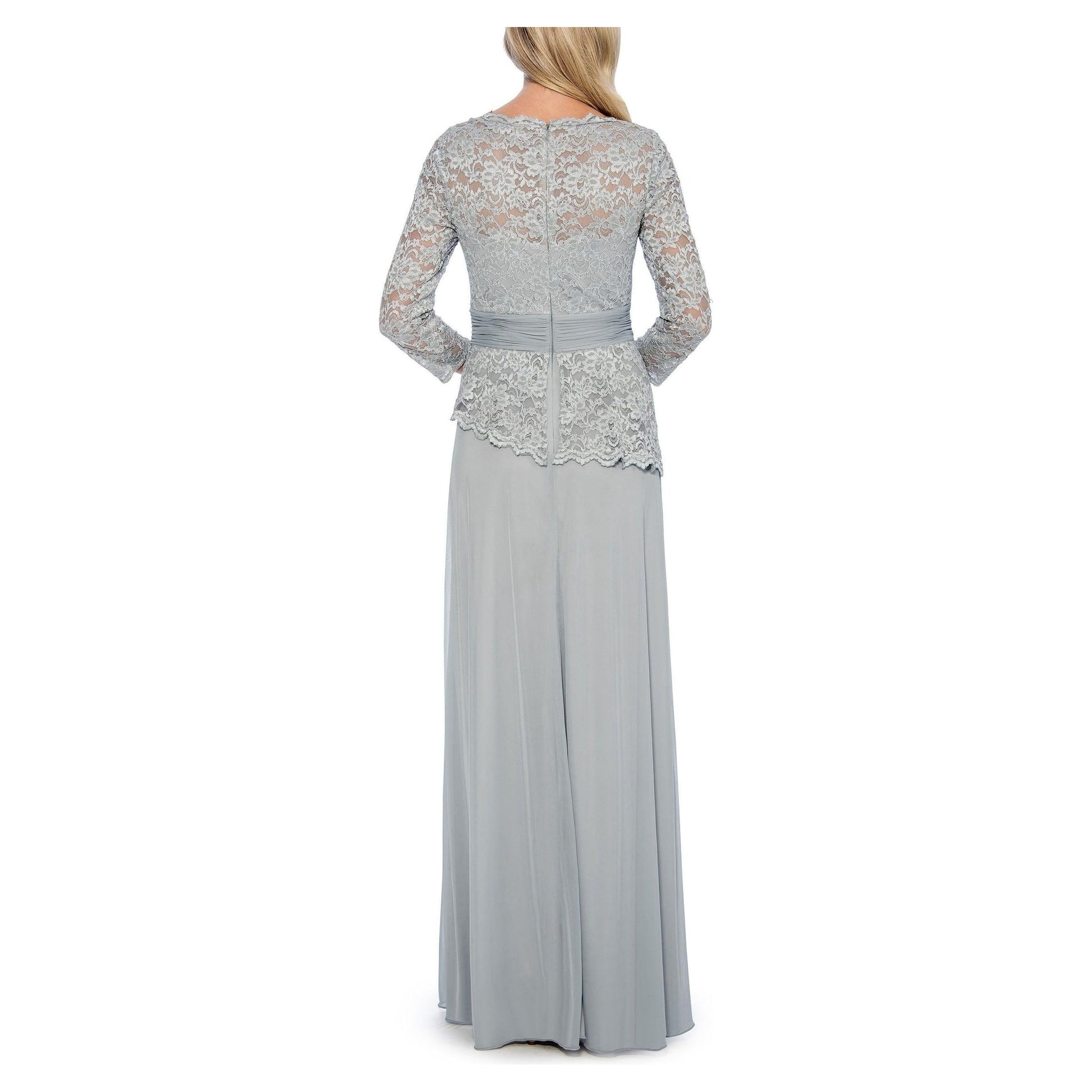 Sage Long Sleeve Formal Mesh Dress