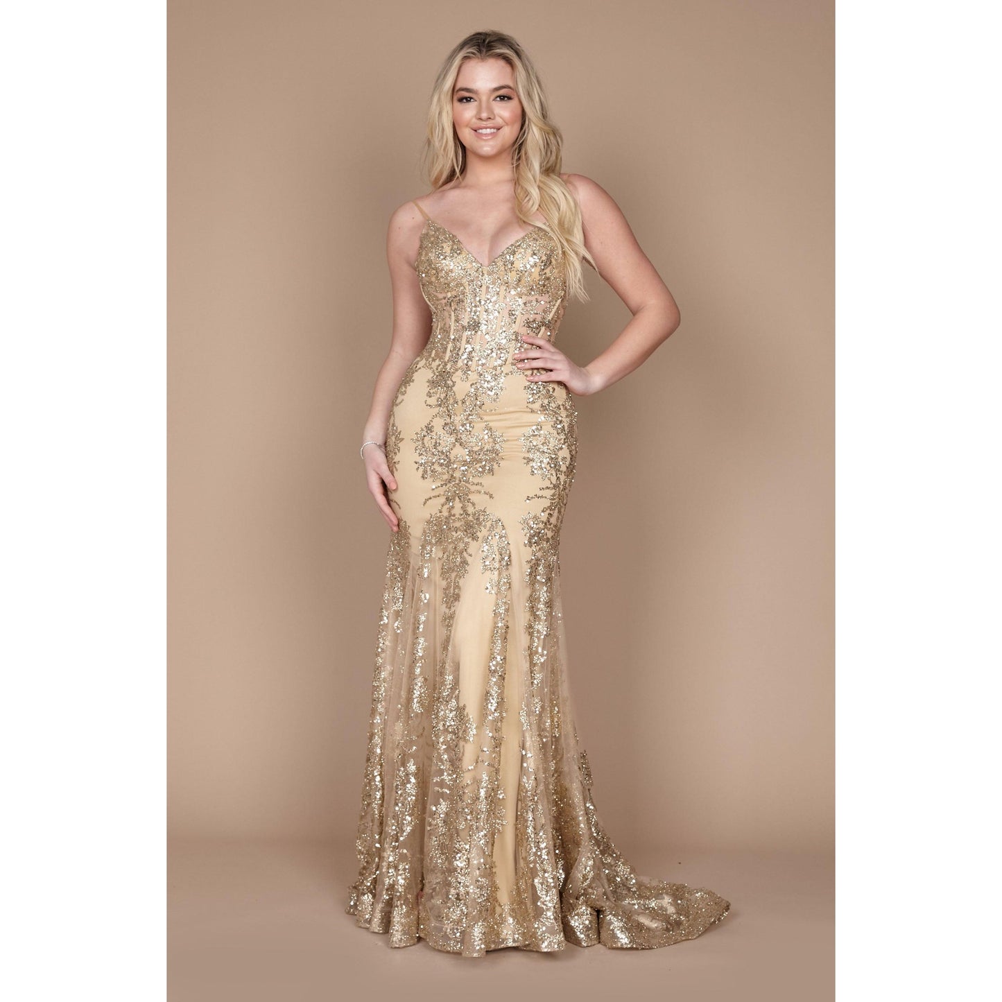 Fitted Corset Long Formal Prom Dress