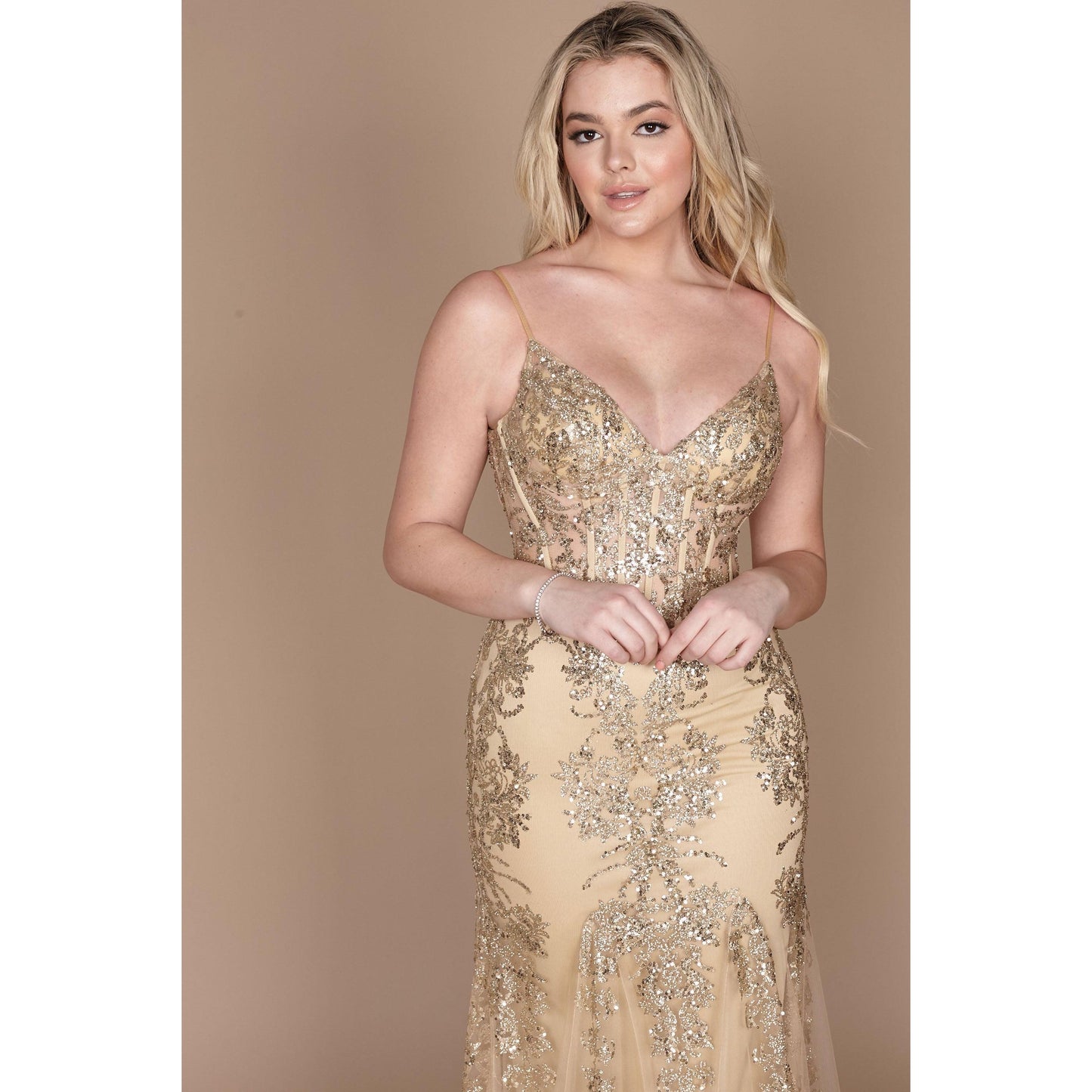 Fitted Corset Long Formal Prom Dress