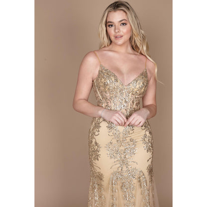 Fitted Corset Long Formal Prom Dress