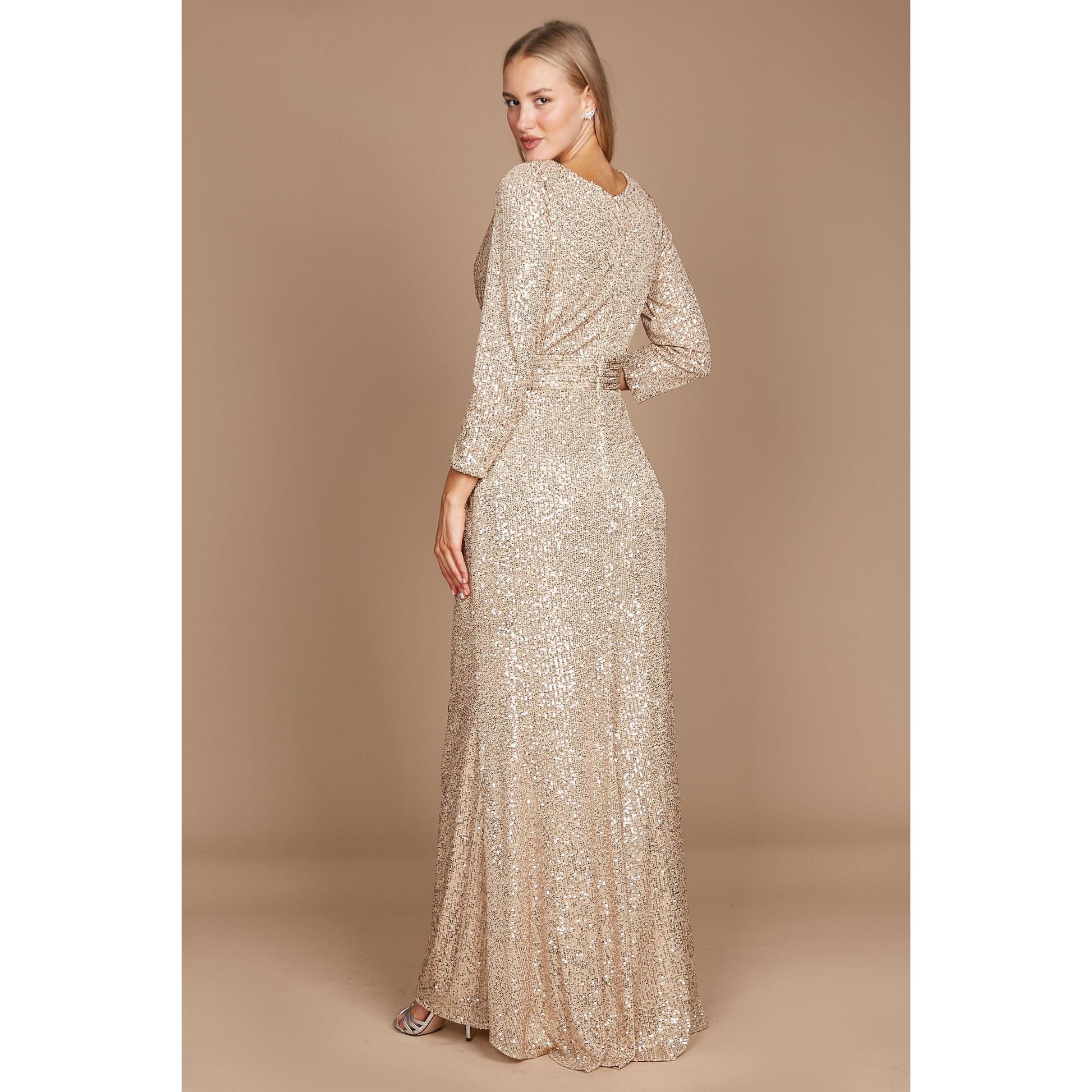 Sequin Formal Beaded Long Sleeve Dress