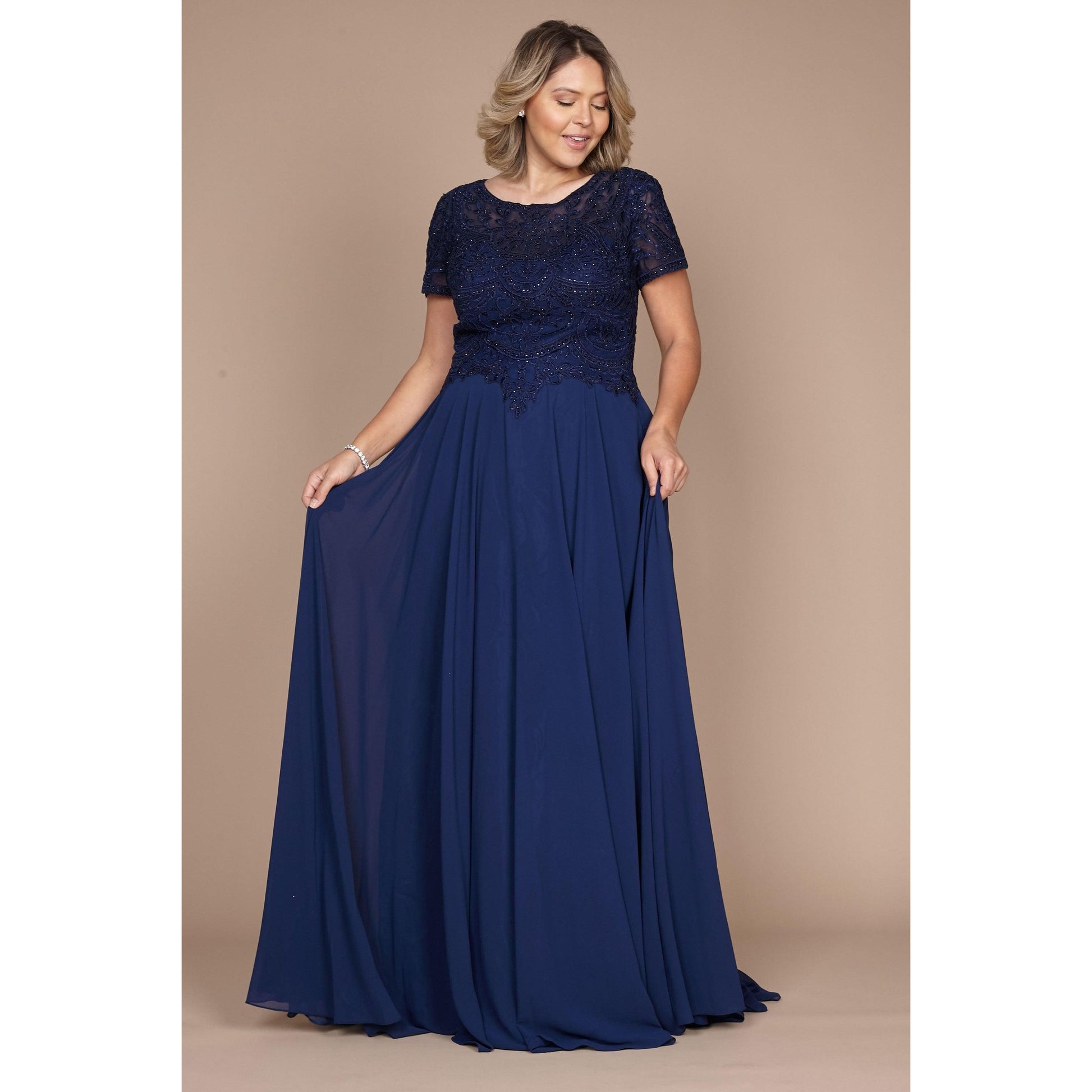Formal Mother Bride Short Sleeve Dress