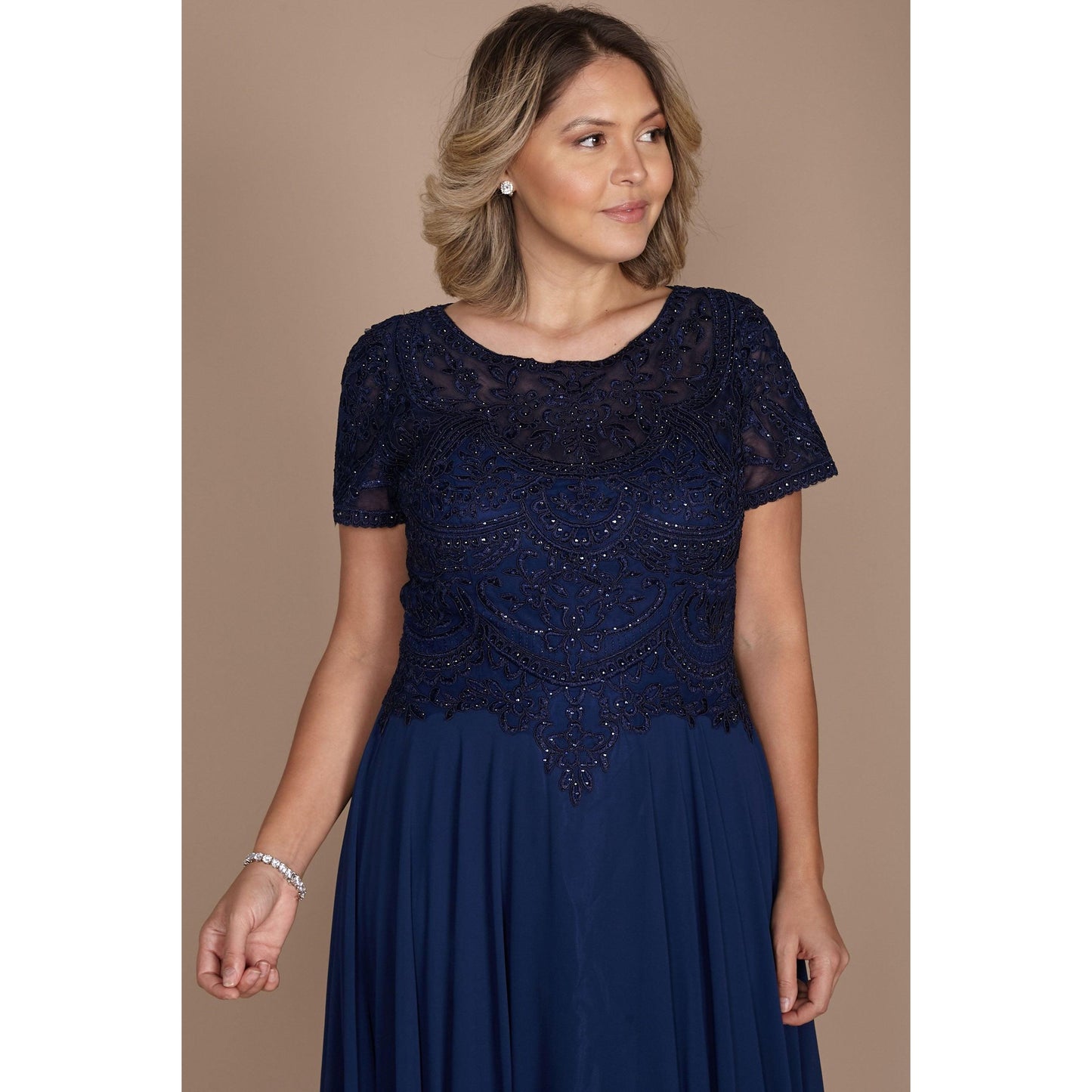 Formal Mother Bride Short Sleeve Dress