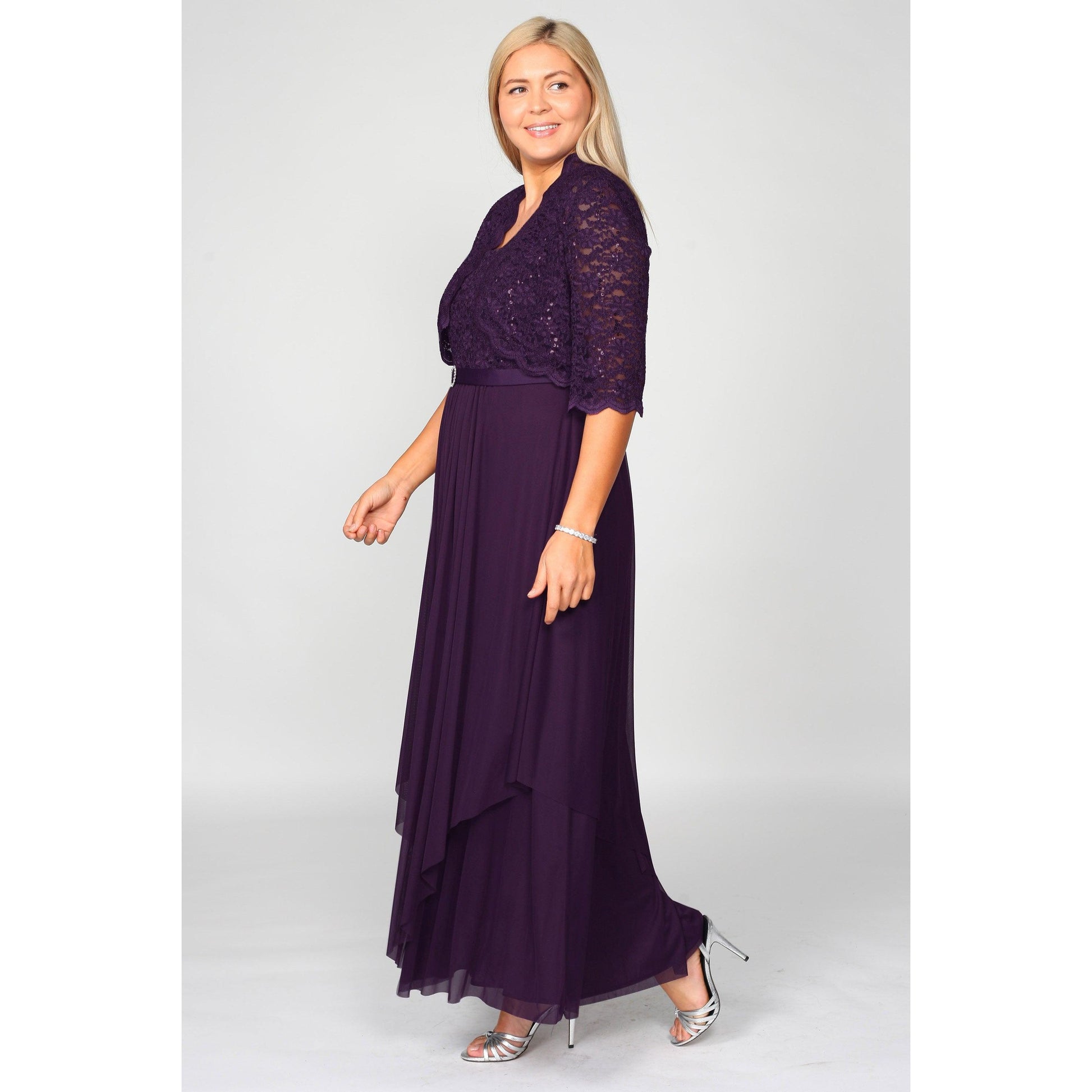 R&M Richards Plus Size Long Mother of Bride Formal