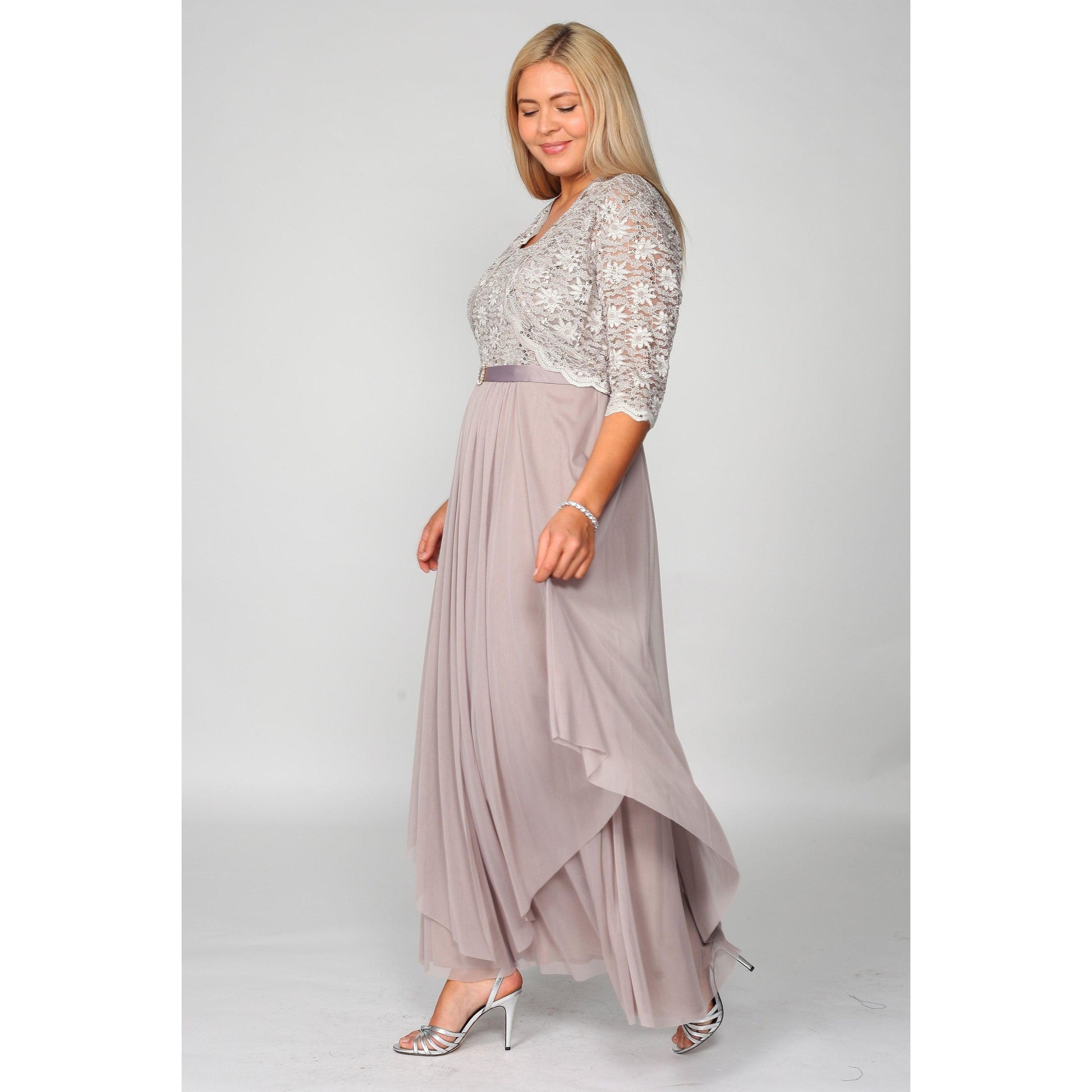 R&M Richards Plus Size Long Mother of Bride Formal