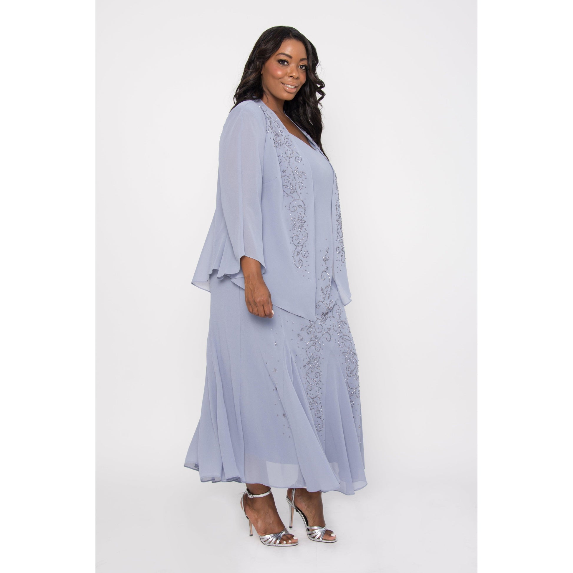 Elegant Plus Size Long Mother of Bride Dress - R&M Richards