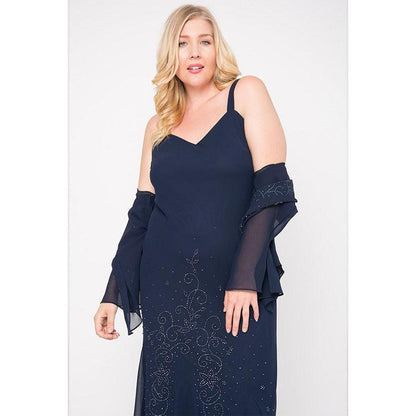 Elegant Plus Size Long Mother of Bride Dress - R&M Richards