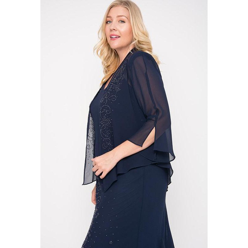 Elegant Plus Size Long Mother of Bride Dress - R&M Richards